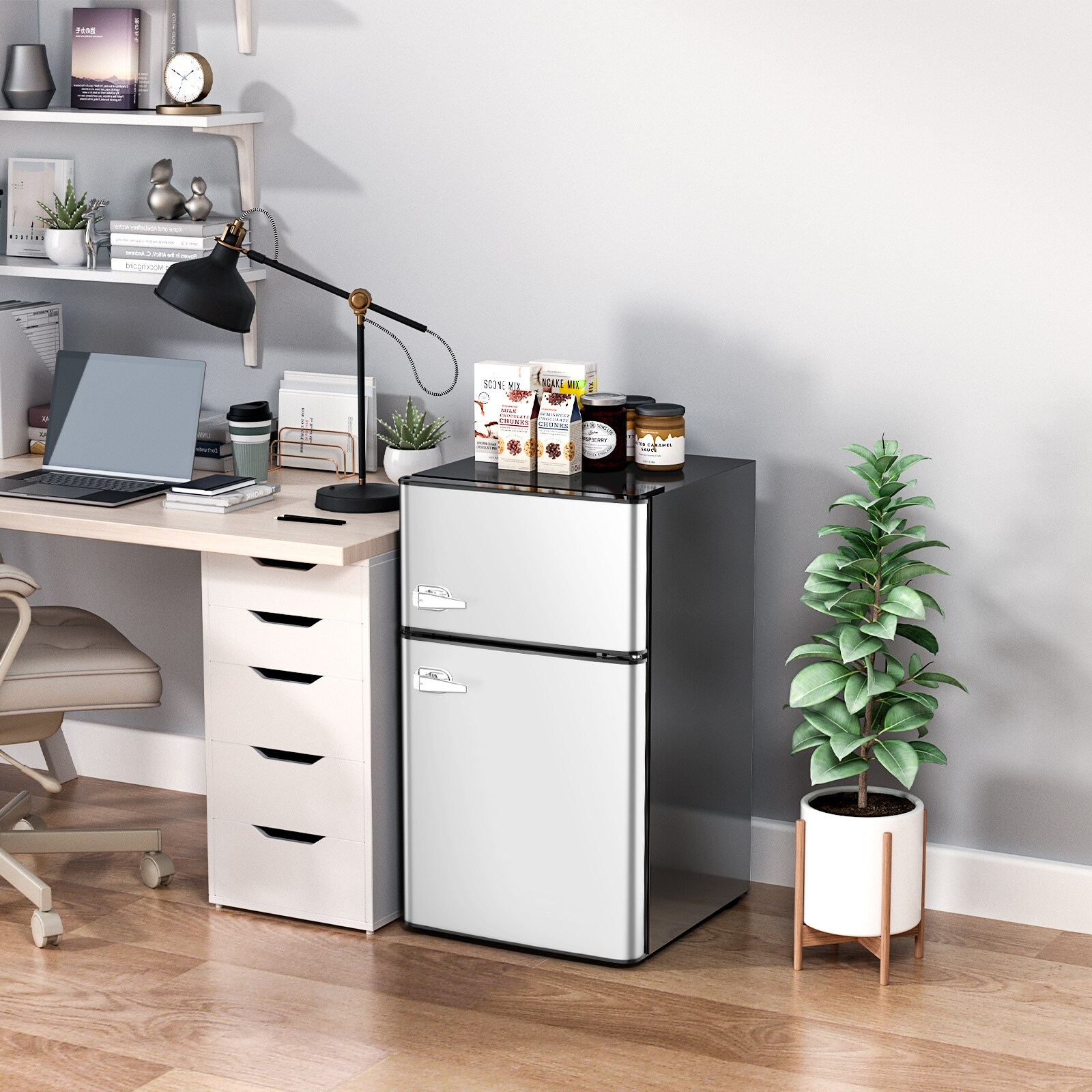 Refrigerador Mini con Congelador de 3.2 pies cúbicos (Gris)