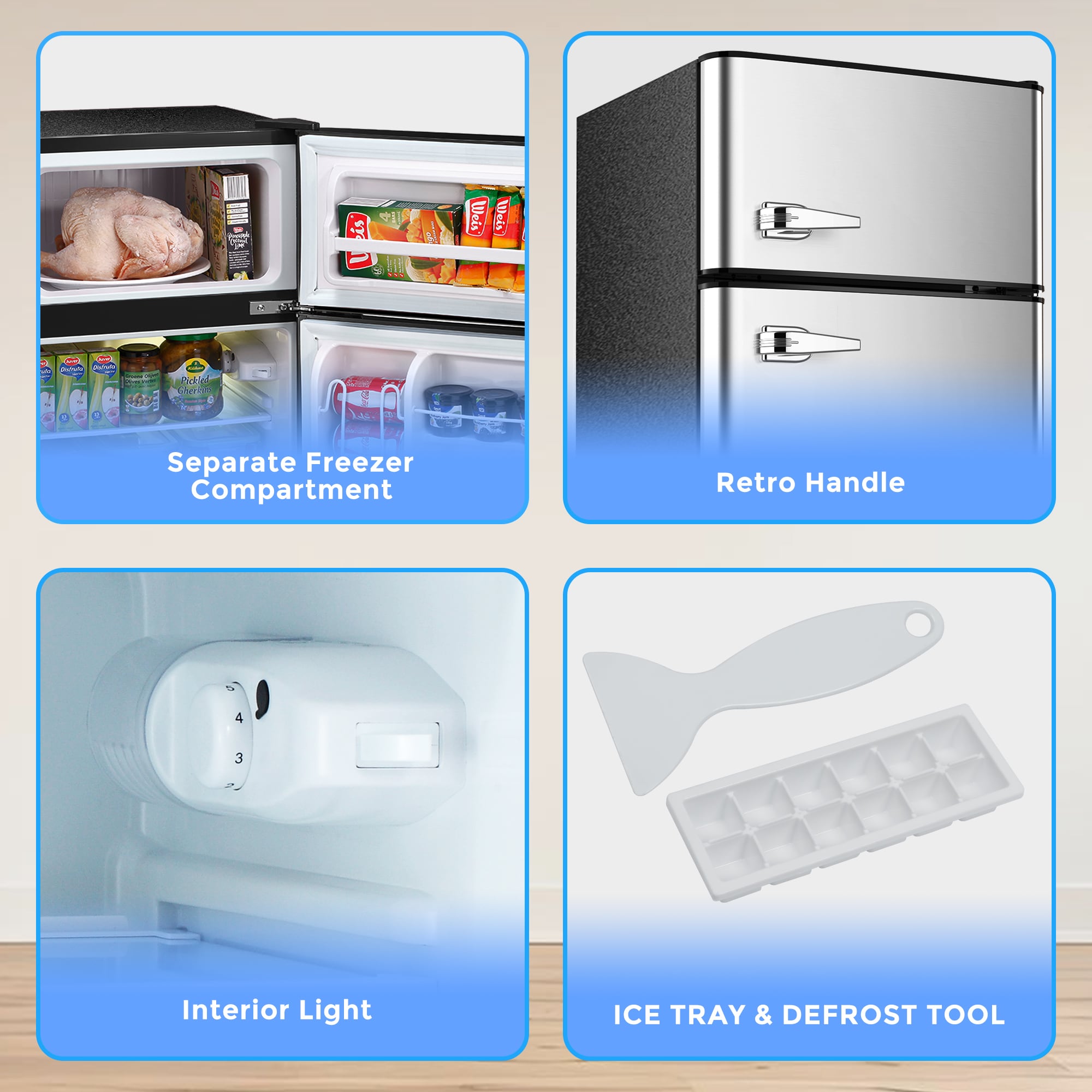 Refrigerador Mini con Congelador de 3.2 pies cúbicos (Gris)
