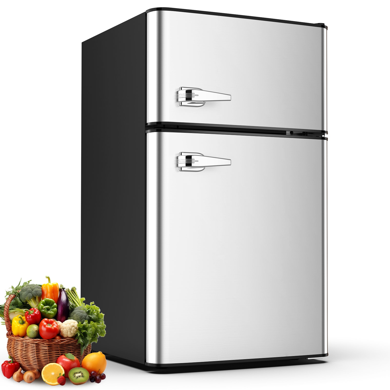 Refrigerador Mini con Congelador de 3.2 pies cúbicos (Gris)