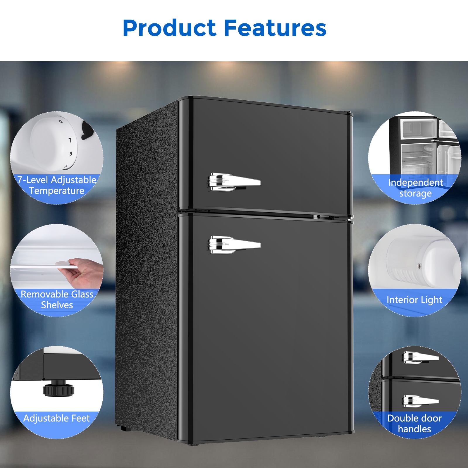 Refrigerador Mini de 3.2 pies cúbicos con Congelador (Negro)