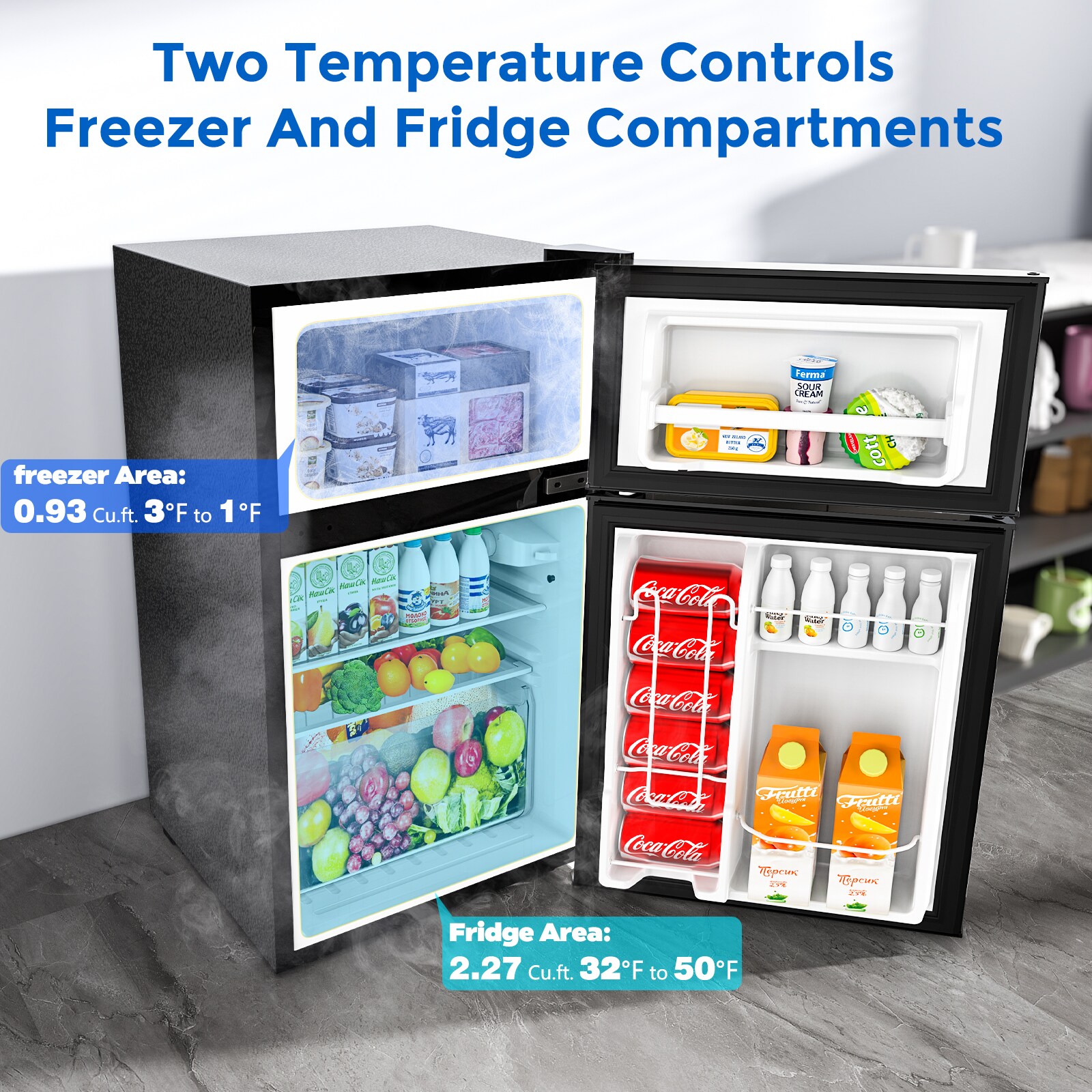 Refrigerador Mini de 3.2 pies cúbicos con Congelador (Negro)