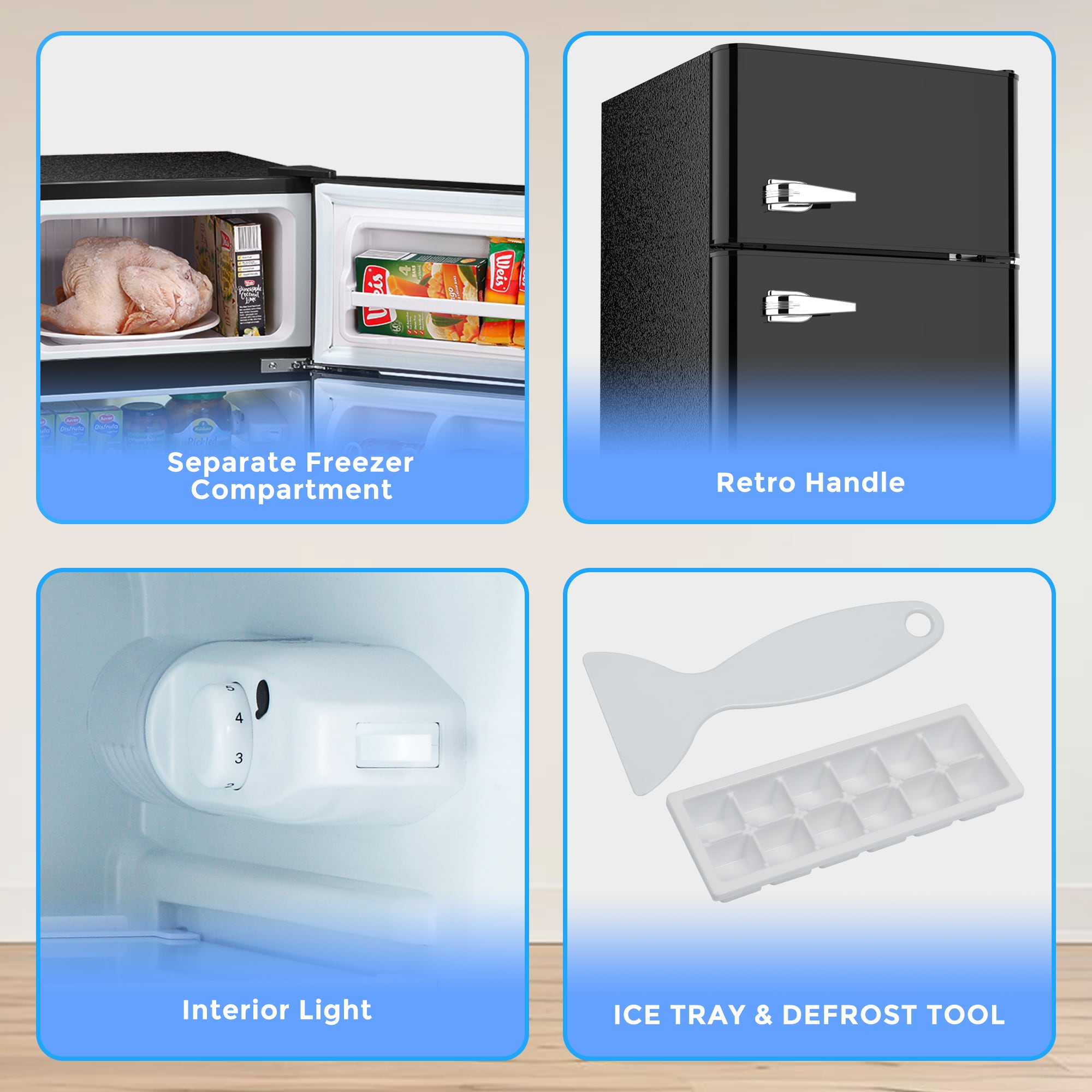 Refrigerador Mini de 3.2 pies cúbicos con Congelador (Negro)