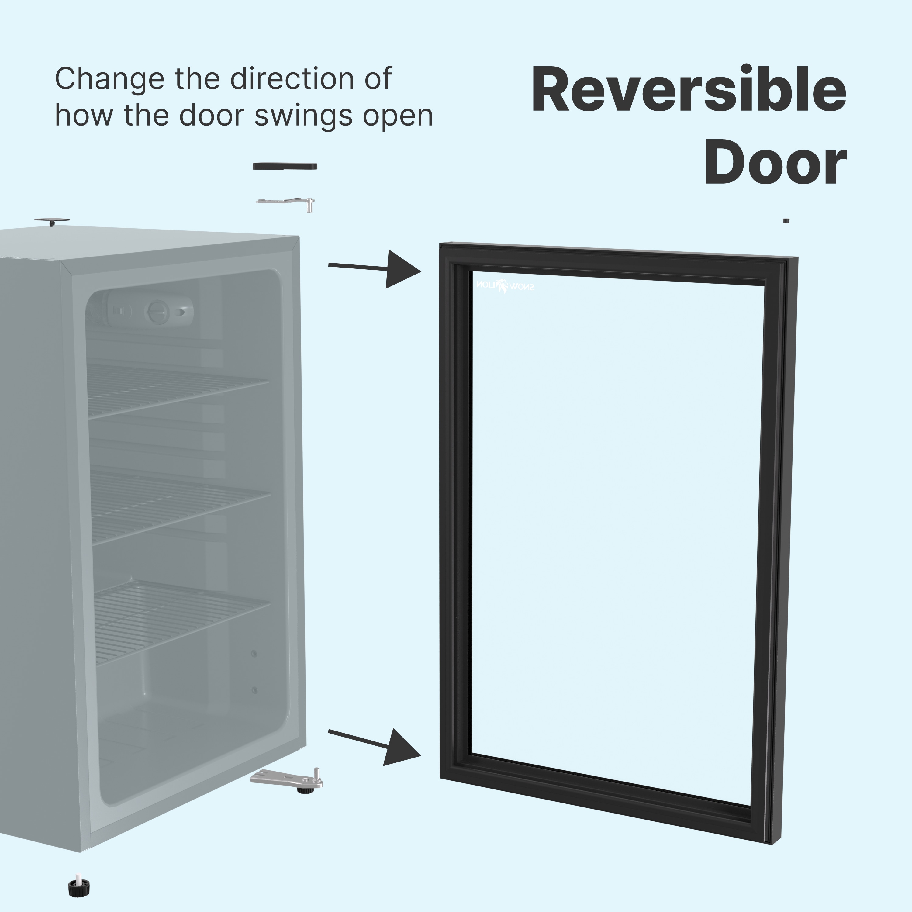 Refrigerador Mini con Puerta de Cristal para Bebidas de 131 Litros SnowLion Premium (Negro) Listo para el Garaje 4.6 Pies Cúbicos OSFG023-BXL