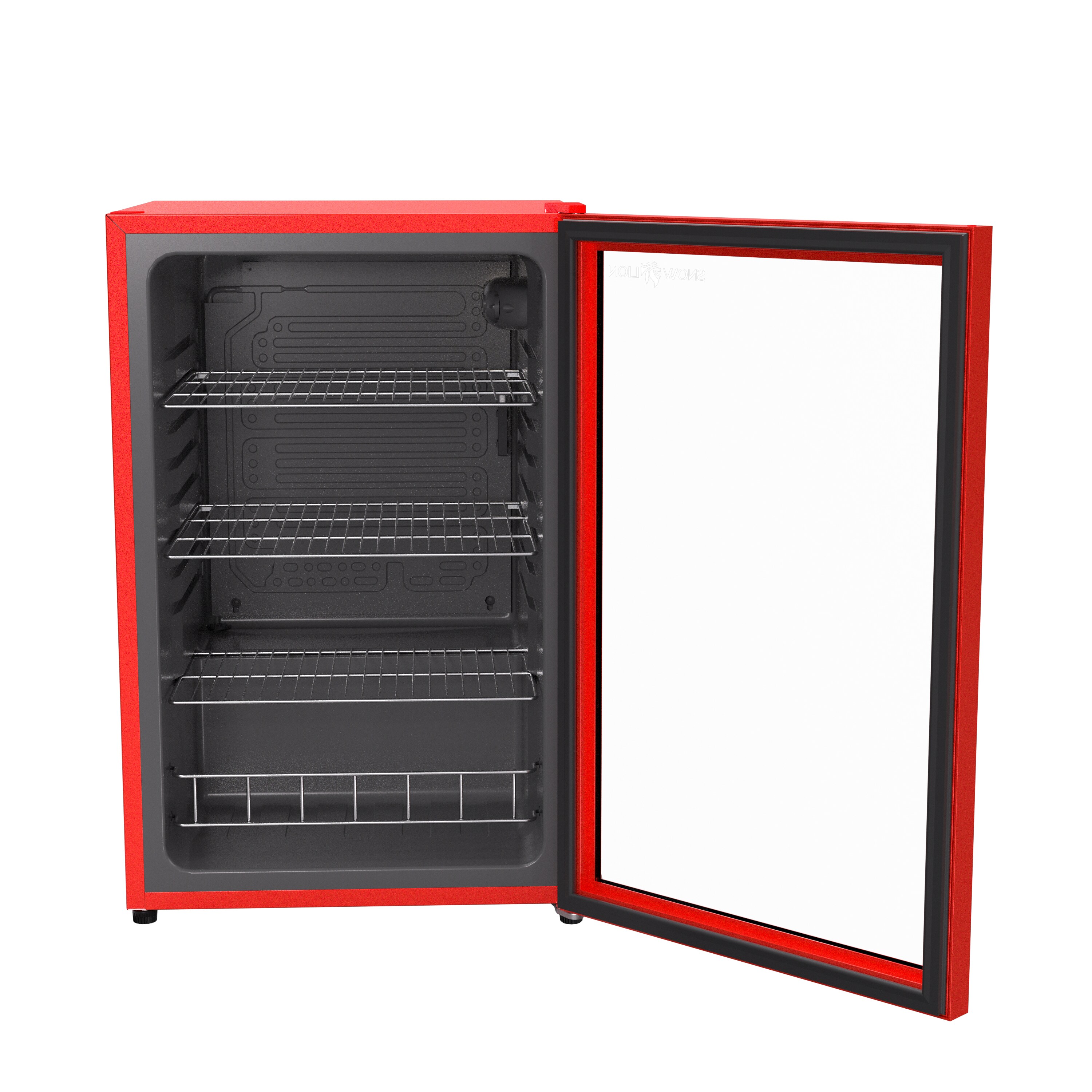 Refrigerador Mini de 4.6 pies cúbicos con Puerta de Cristal para Bebidas SnowLion Premium de 131L (Rojo) Listo para el Garaje OSFG022-RXL