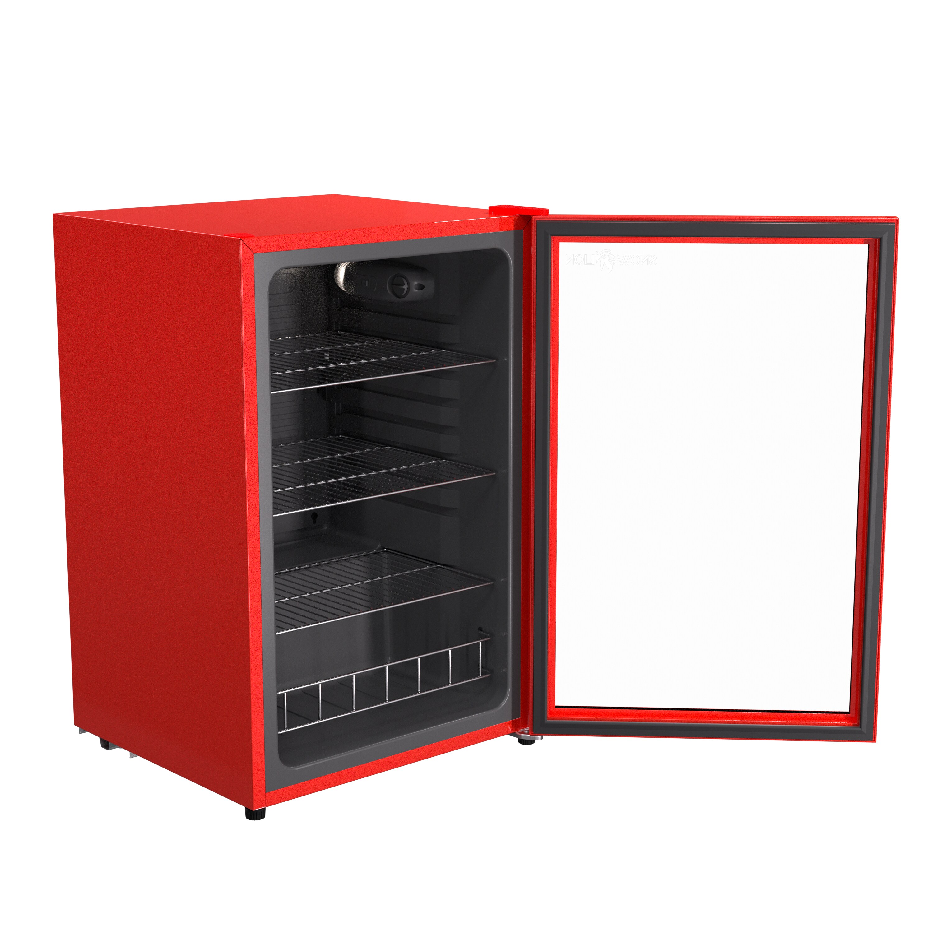 Refrigerador Mini de 4.6 pies cúbicos con Puerta de Cristal para Bebidas SnowLion Premium de 131L (Rojo) Listo para el Garaje OSFG022-RXL