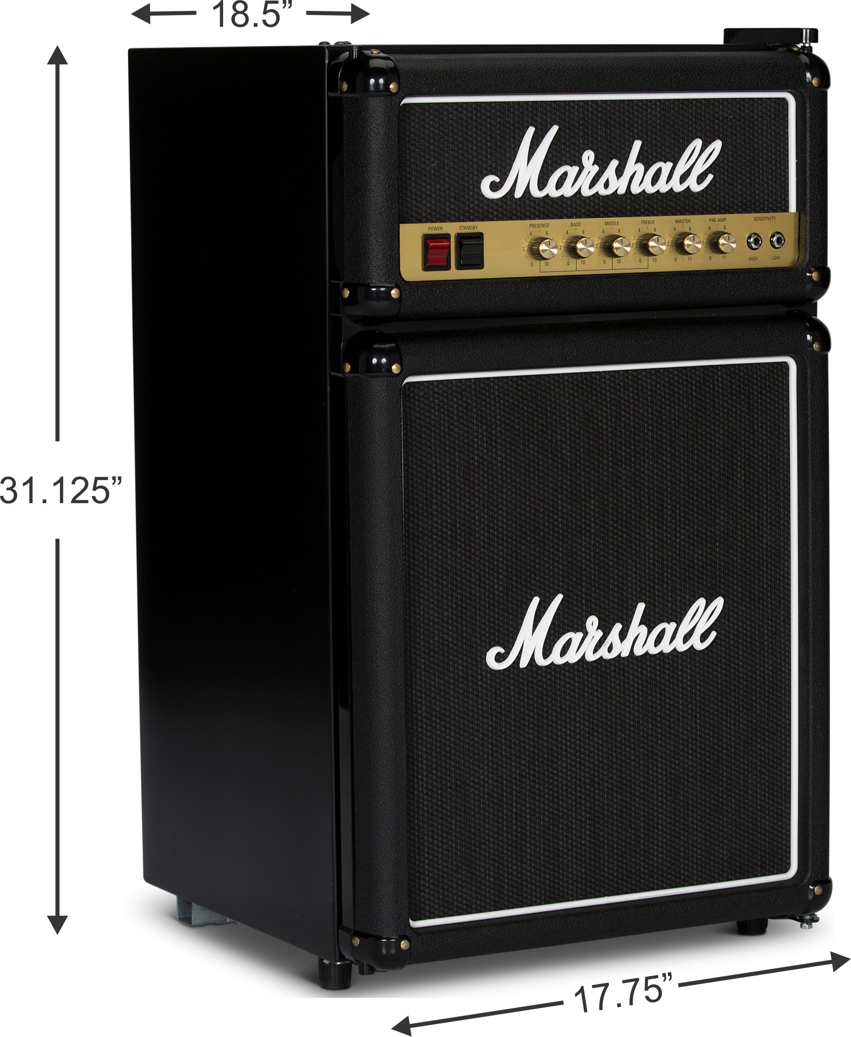 Refrigerador Mini Marshall de 3.2 pies cúbicos (Negro) Listo para el Garaje MF3.2BLK-NA-U