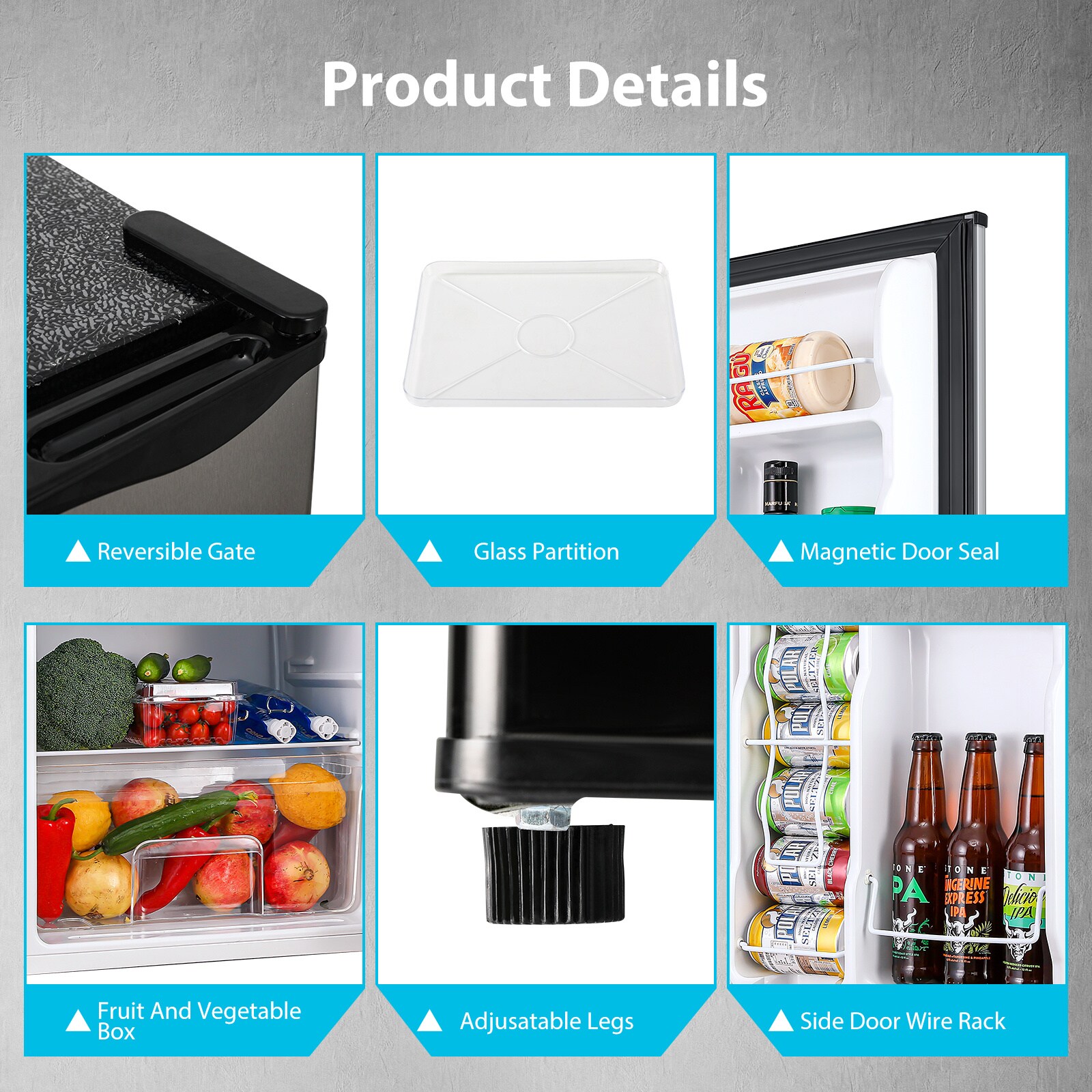 Refrigerador Jeremy Cass de 2.9 pies cúbicos con congelador (Plateado) NWLWASH87