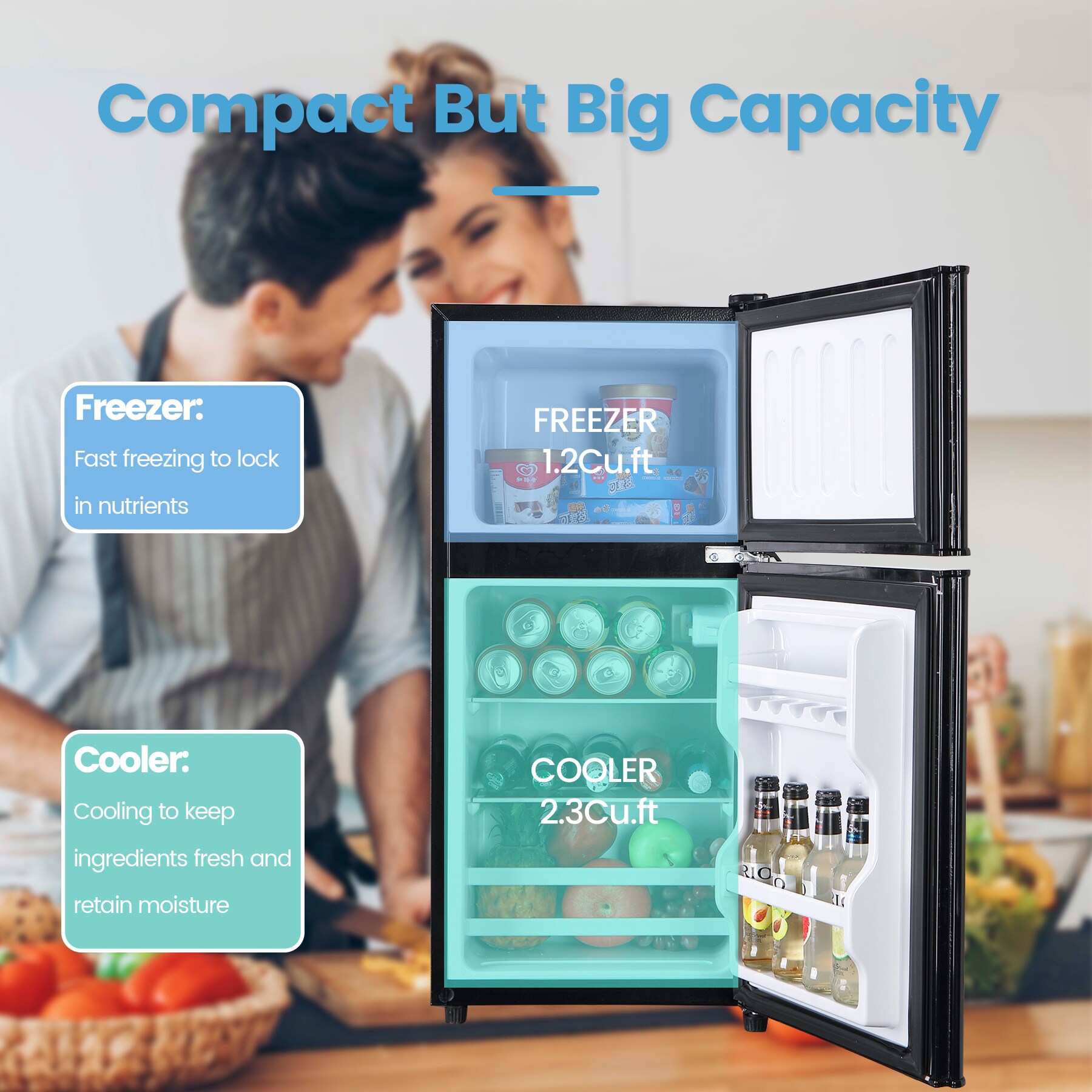 Refrigerador de 3.5 pies cúbicos con congelador (Negro) con certificación ENERGY STAR de Jeremy Cass.