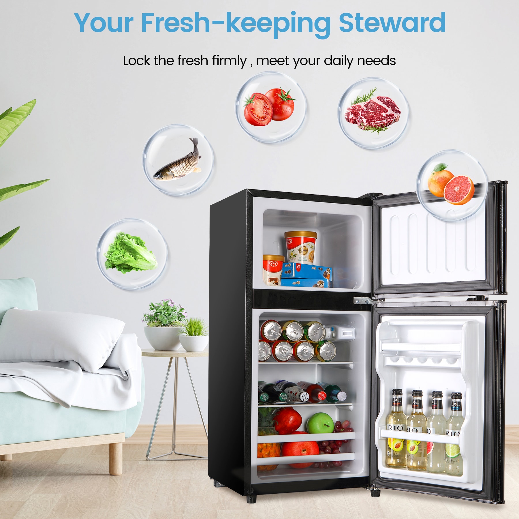 Refrigerador de 3.5 pies cúbicos con congelador (Negro) con certificación ENERGY STAR de Jeremy Cass.