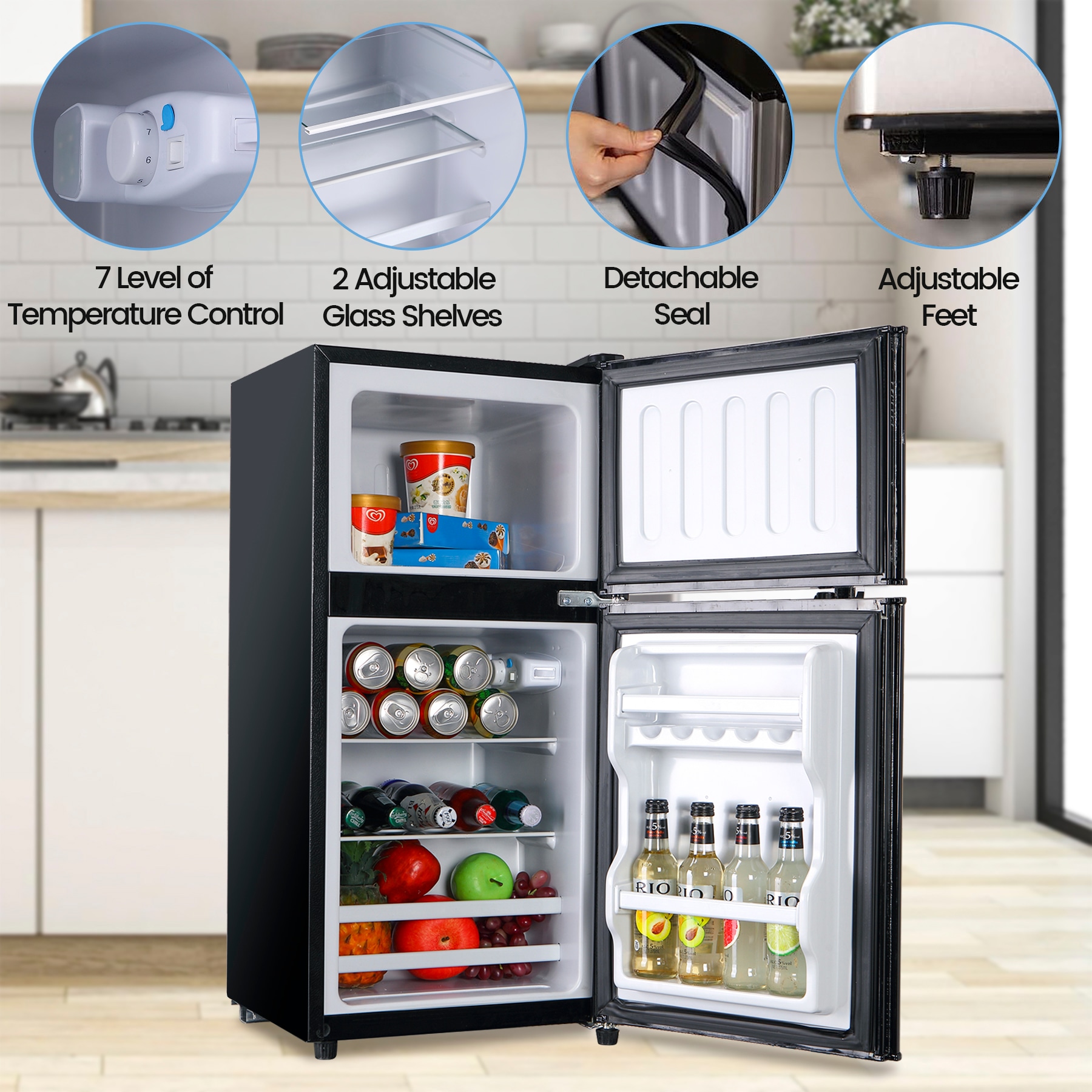 Refrigerador de 3.5 pies cúbicos con congelador (Negro) con certificación ENERGY STAR de Jeremy Cass.