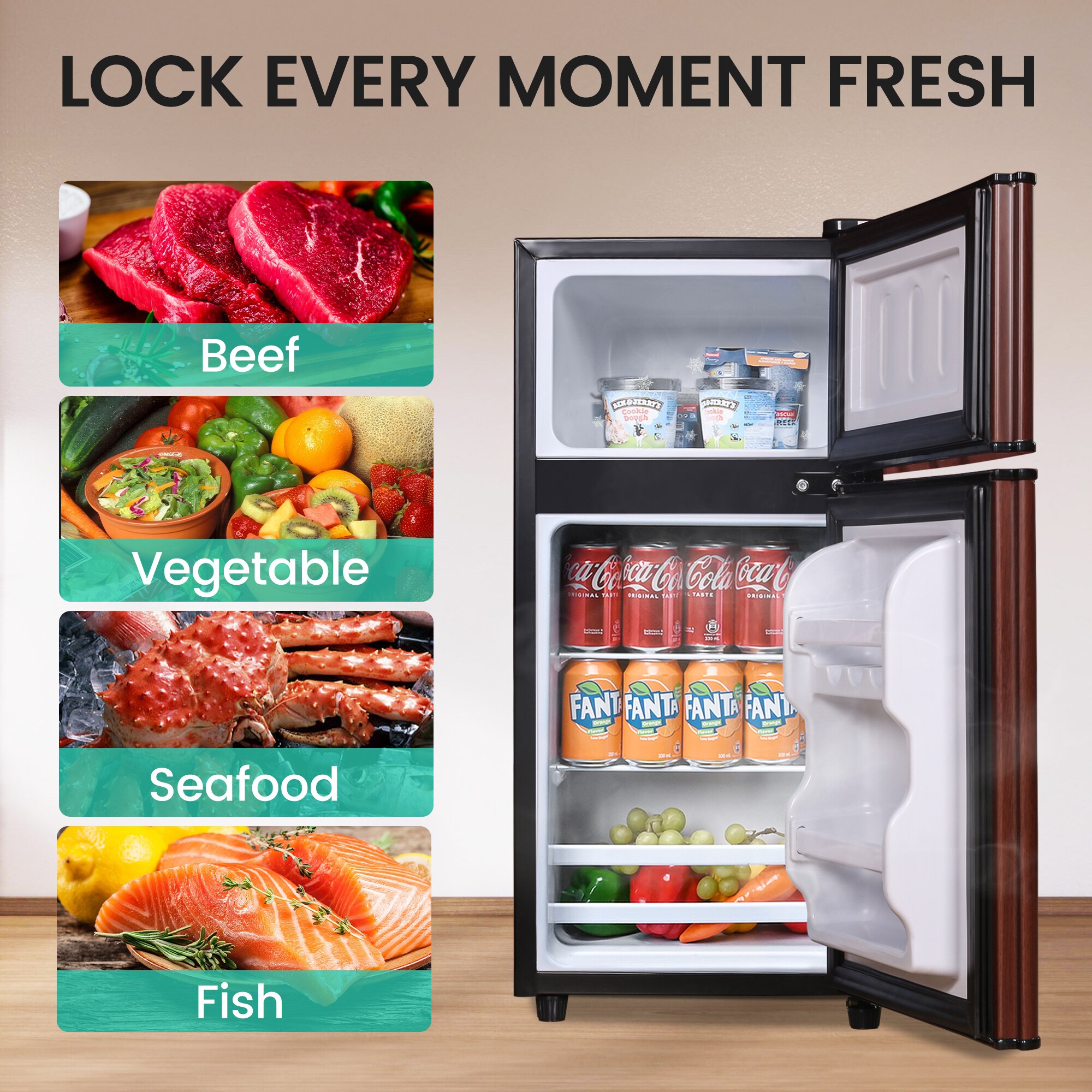 Refrigerador Jeremy Cass de 3.5 pies cúbicos con congelador (Madera) ENERGY STAR con Envío Gratis
