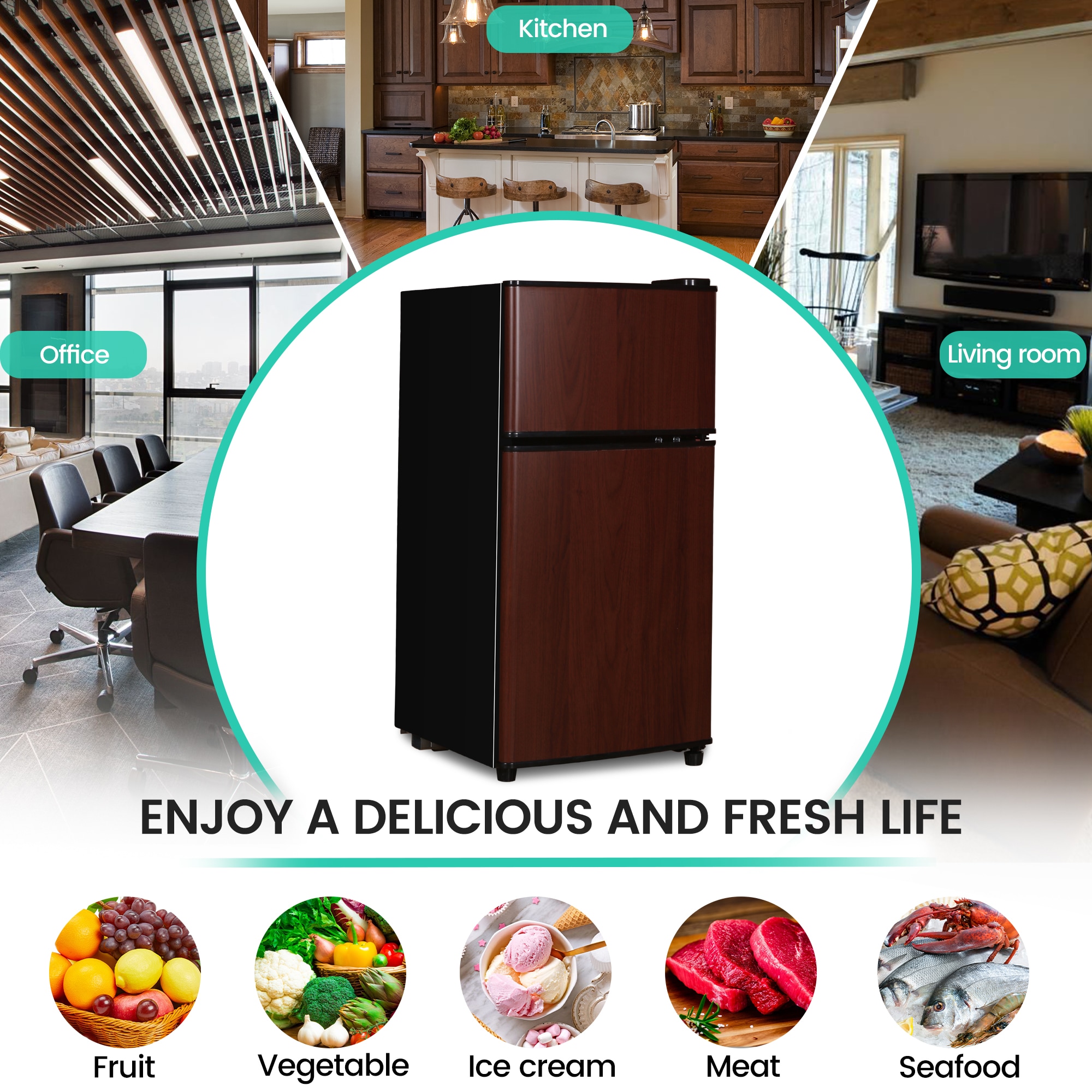 Refrigerador Jeremy Cass de 3.5 pies cúbicos con congelador (Madera) ENERGY STAR con Envío Gratis