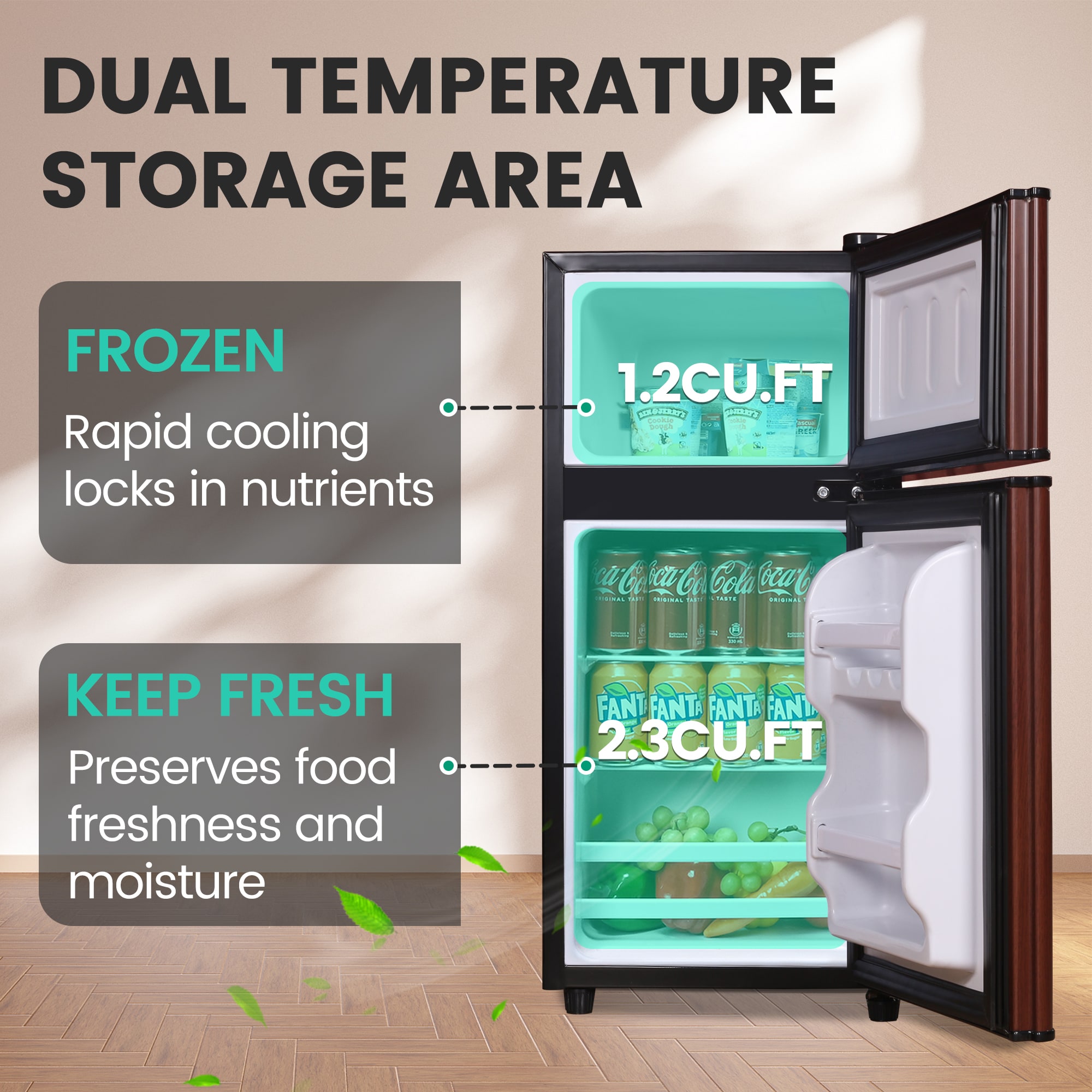 Refrigerador Jeremy Cass de 3.5 pies cúbicos con congelador (Madera) ENERGY STAR con Envío Gratis
