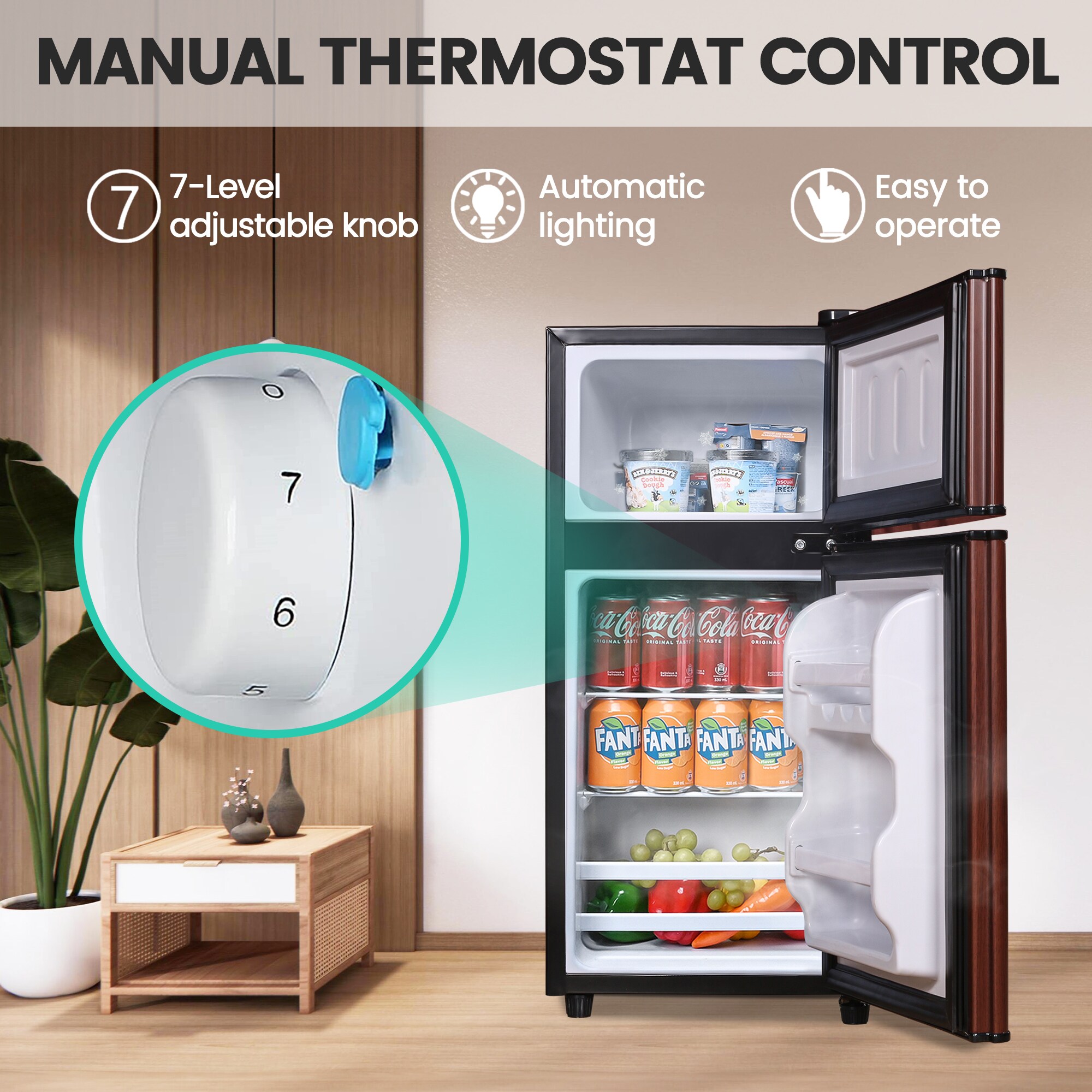 Refrigerador Jeremy Cass de 3.5 pies cúbicos con congelador (Madera) ENERGY STAR con Envío Gratis