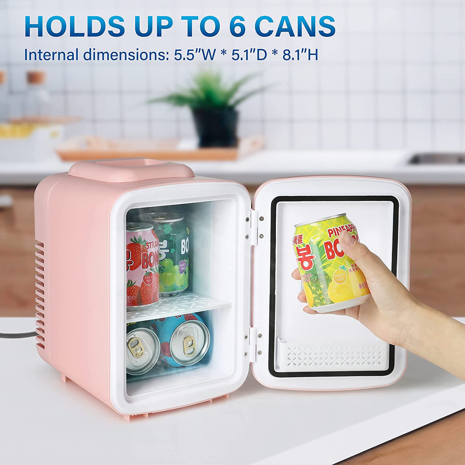 Refrigerador Mini de 0.14 pies cúbicos (Rosado)