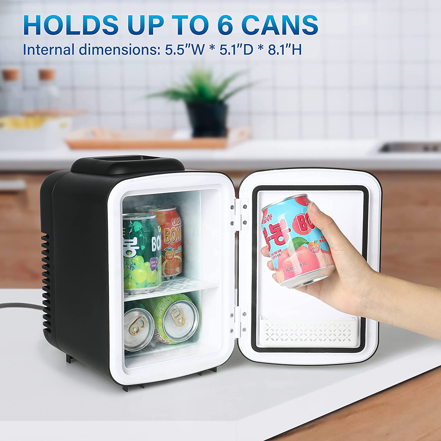 Refrigerador Mini de 0.14 pies cúbicos (Negro)