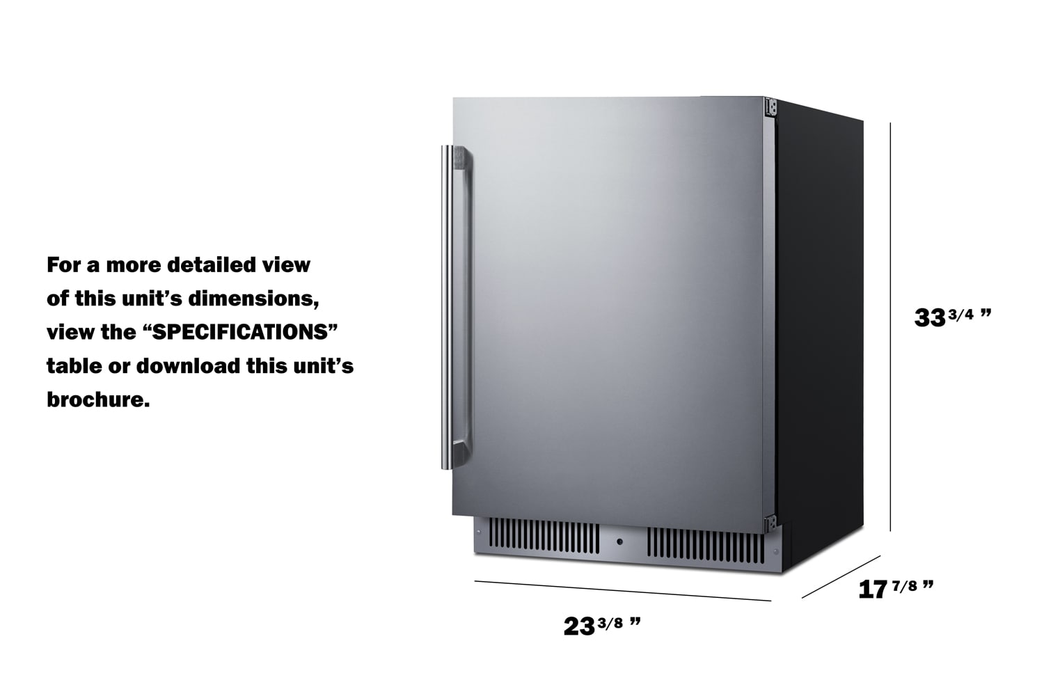 Refrigerador empotrado de acero inoxidable de 3.3 pies cúbicos de Summit Appliance