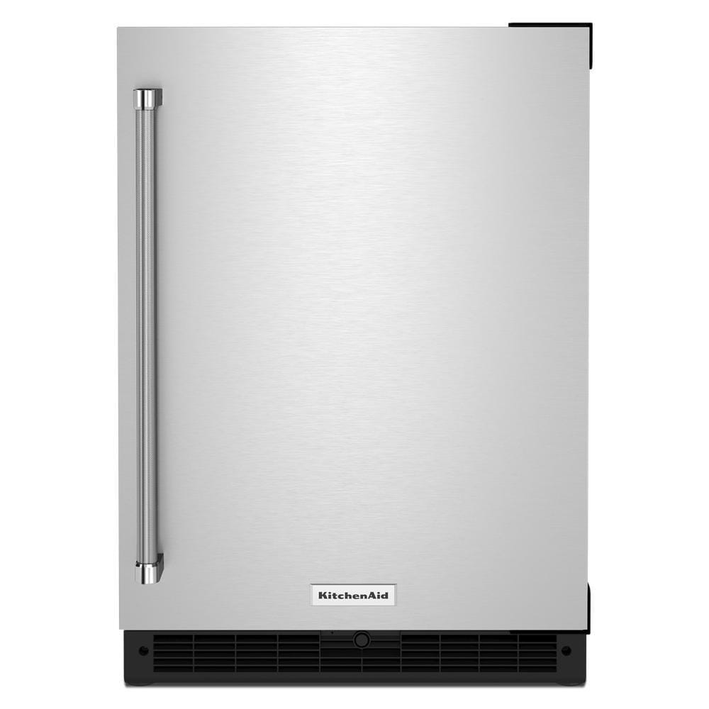 Refrigerador empotrado de 5 pies cúbicos de KitchenAid (Gabinete negro/Puerta de acero inoxidable) KURR114KSB