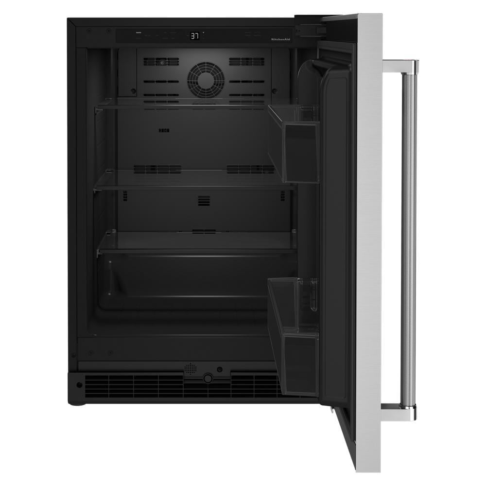 Refrigerador empotrado de 5 pies cúbicos de KitchenAid (Gabinete negro/Puerta de acero inoxidable) KURR114KSB