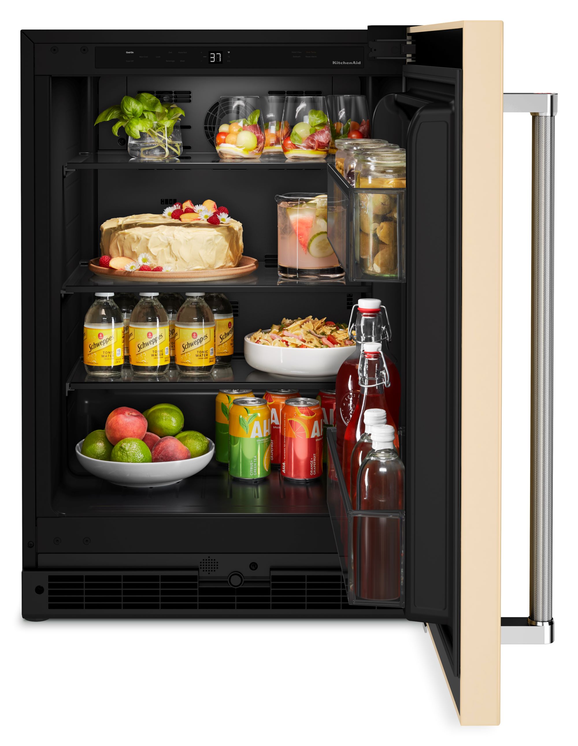 Refrigerador empotrado de 5 pies cúbicos de KitchenAid (Gabinete negro/Puerta de acero inoxidable) KURR114KSB
