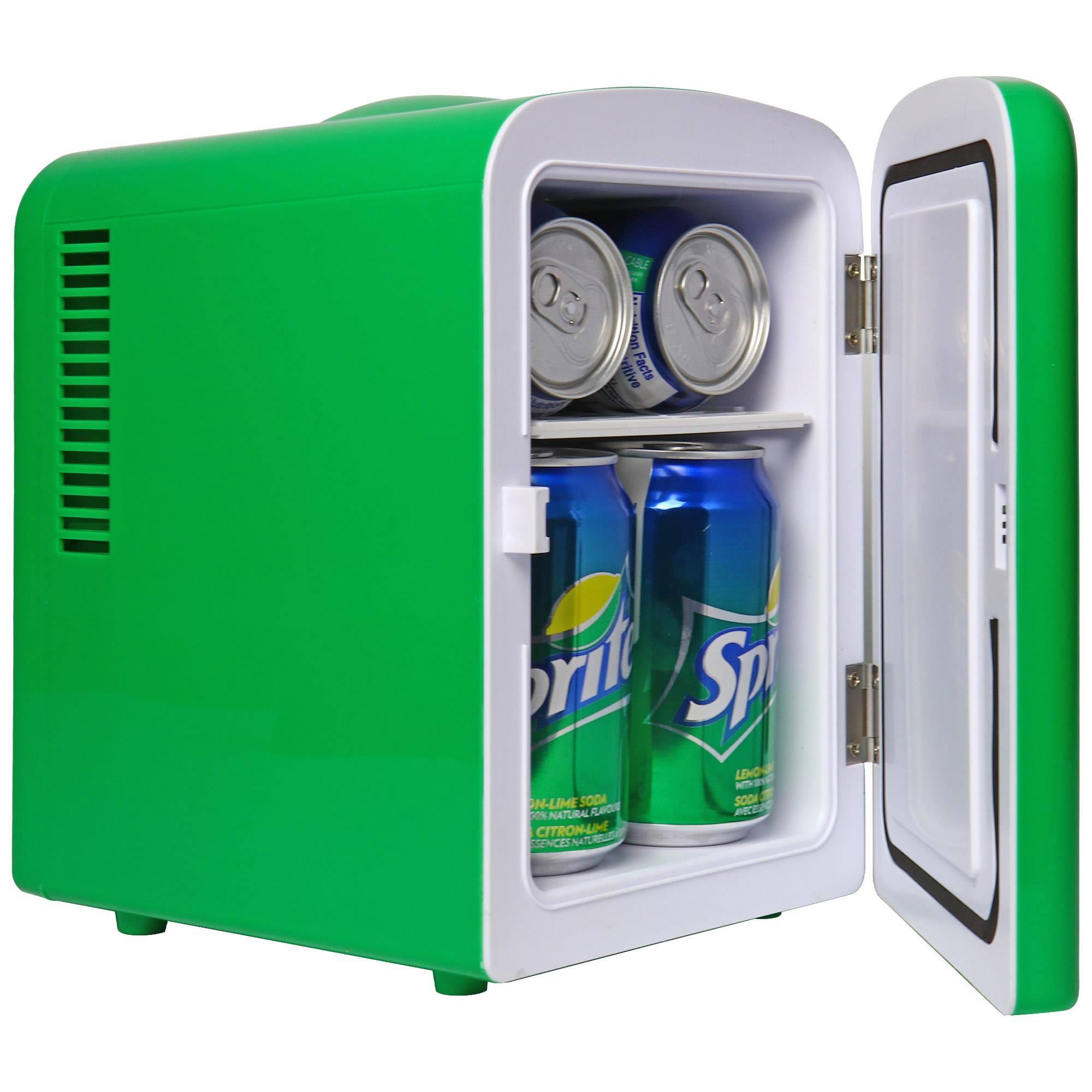 Enfriador/Calentador portátil de 4 L para 6 latas de Coca-Cola Sprite con Mini nevera verde de 0.14 pies cúbicos SPO4