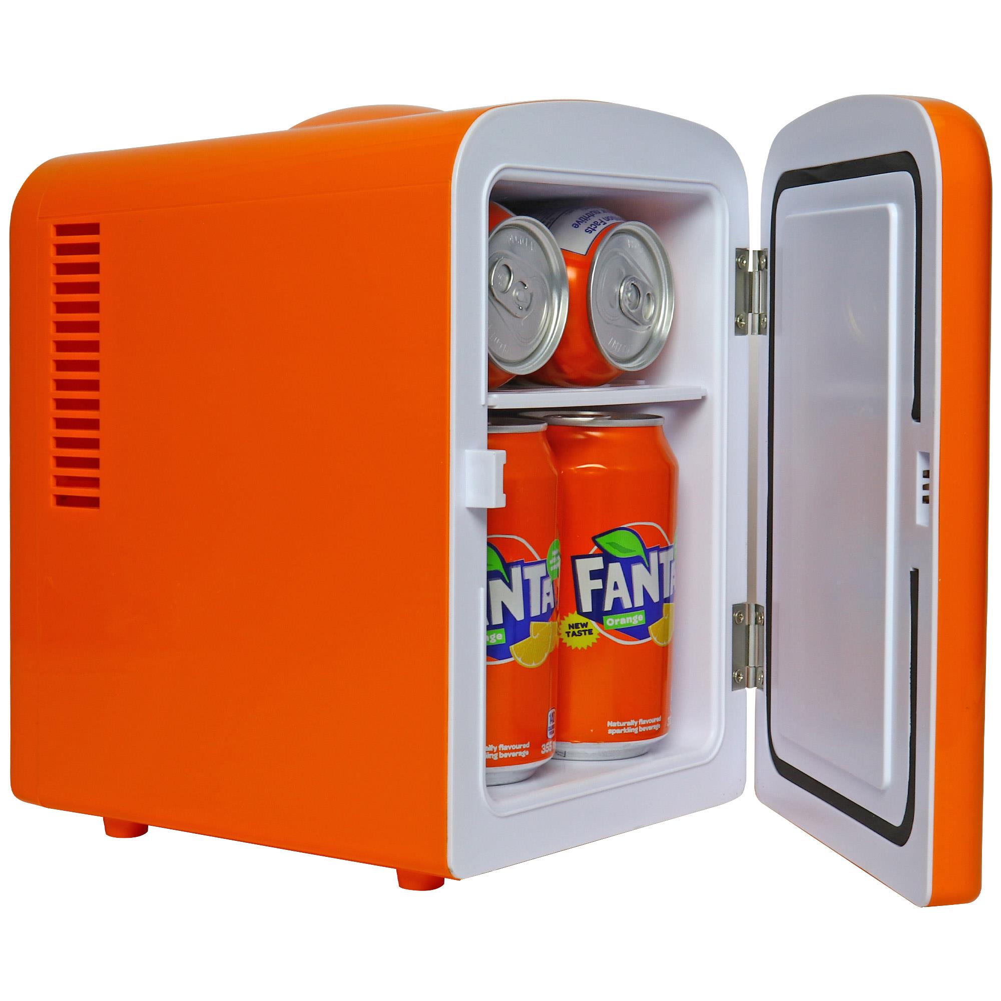 Enfriador/Calentador Portátil de 4L para 6 Latas de Coca-Cola Fanta (Naranja) 0.14 Pies Cúbicos FA04