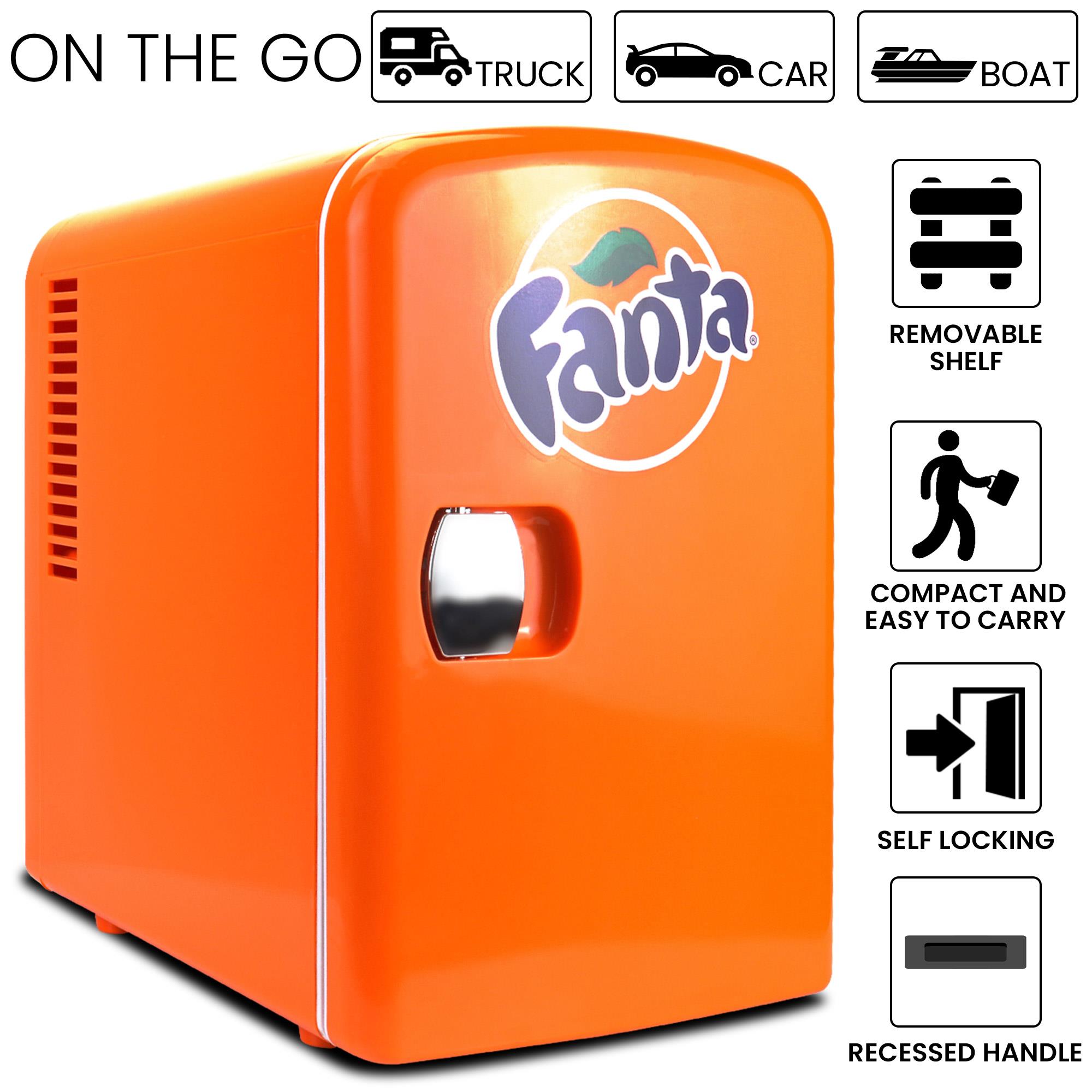 Enfriador/Calentador Portátil de 4L para 6 Latas de Coca-Cola Fanta (Naranja) 0.14 Pies Cúbicos FA04
