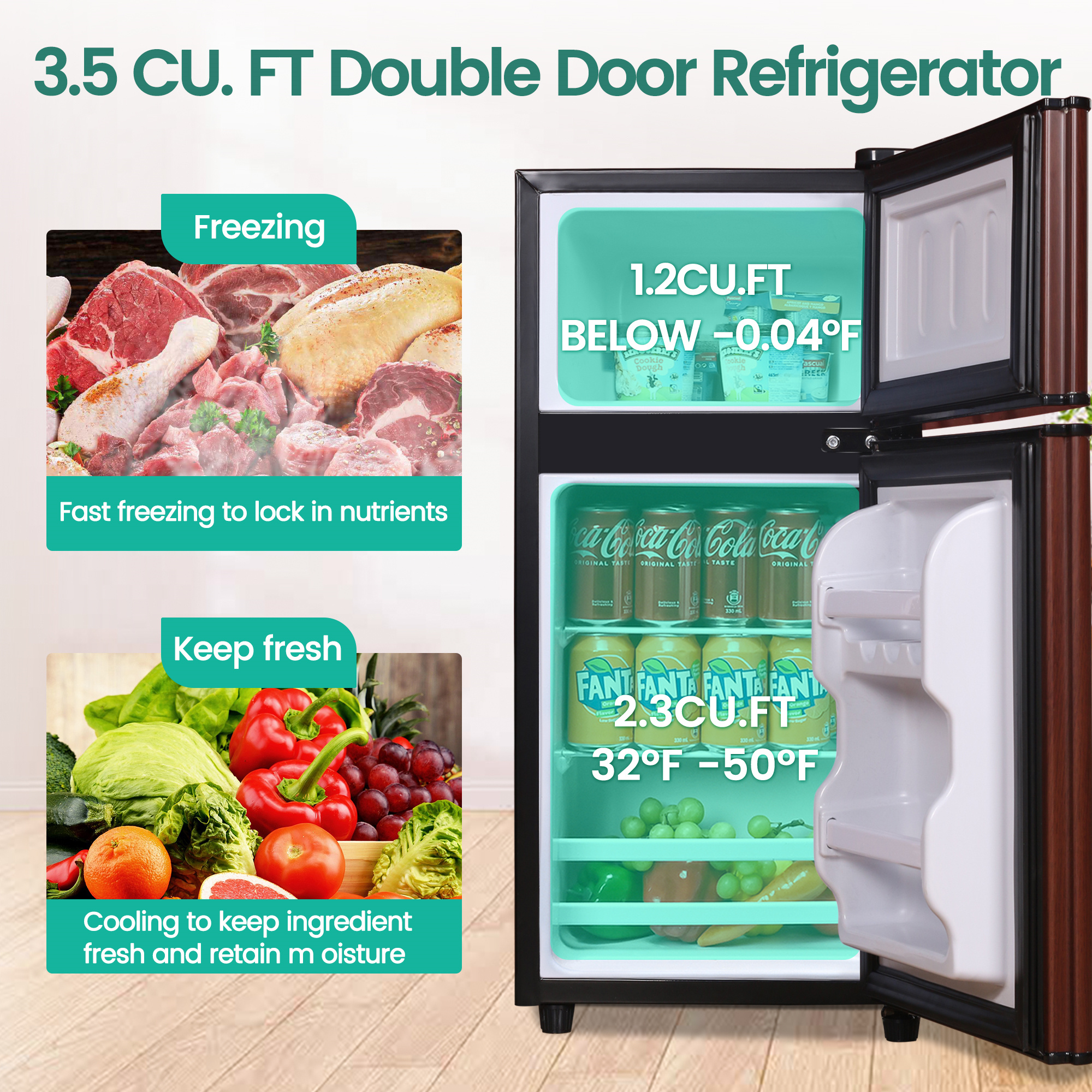 Refrigerador de 3.5 pies cúbicos con congelador (café) Jeremy Cass GJLWASH93