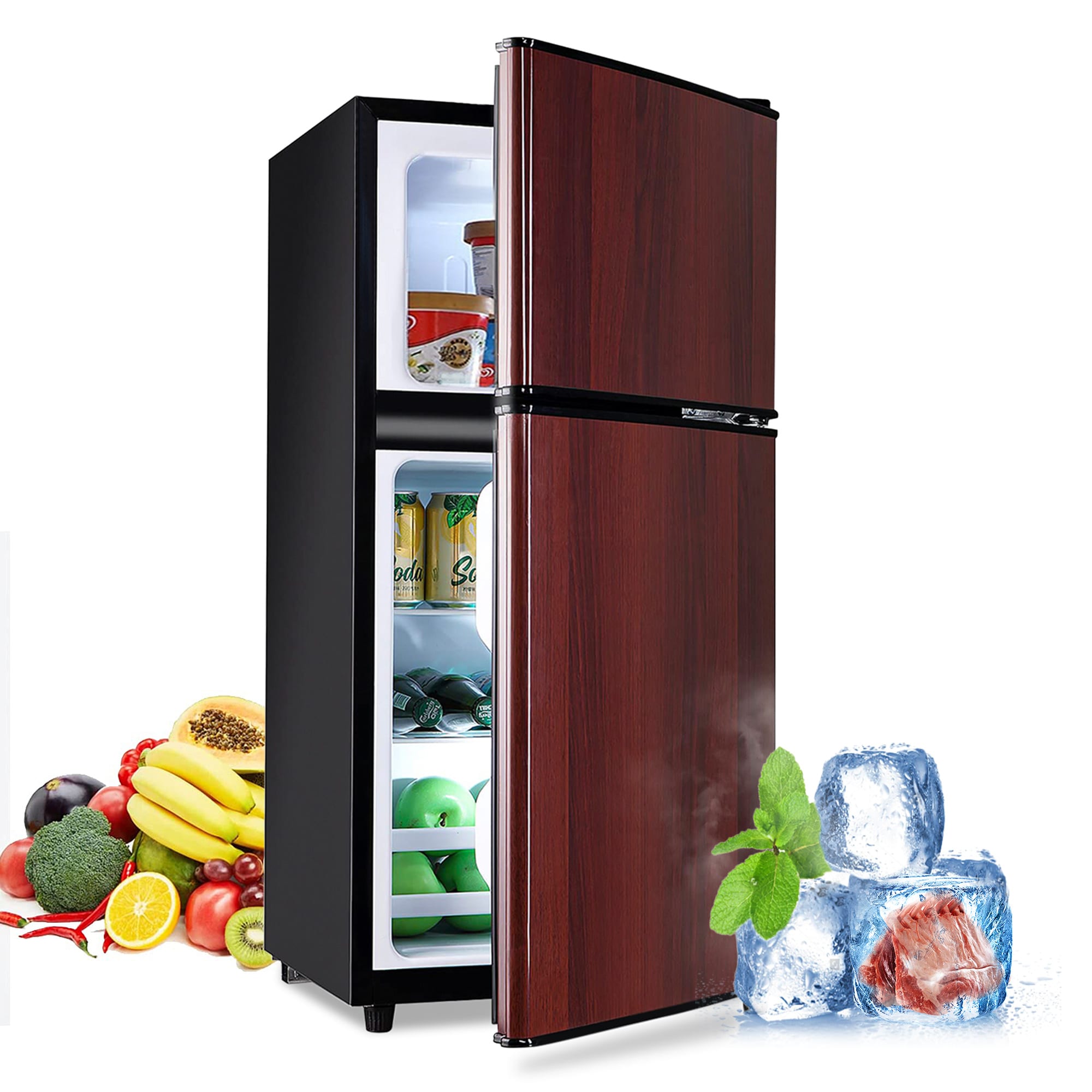 Refrigerador de 3.5 pies cúbicos con congelador (café) Jeremy Cass GJLWASH93
