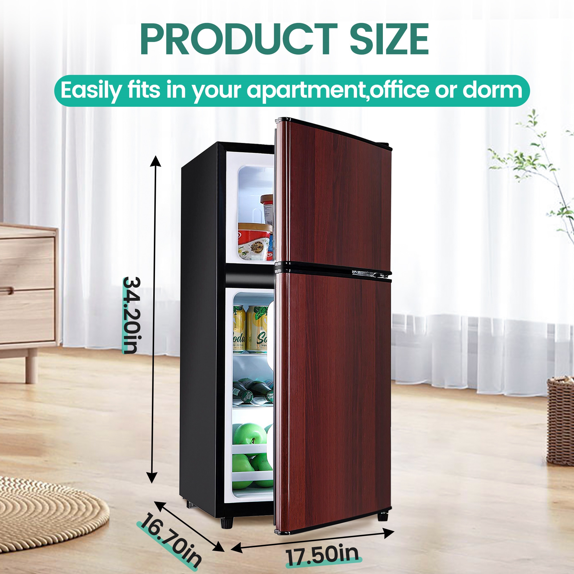 Refrigerador de 3.5 pies cúbicos con congelador (café) Jeremy Cass GJLWASH93