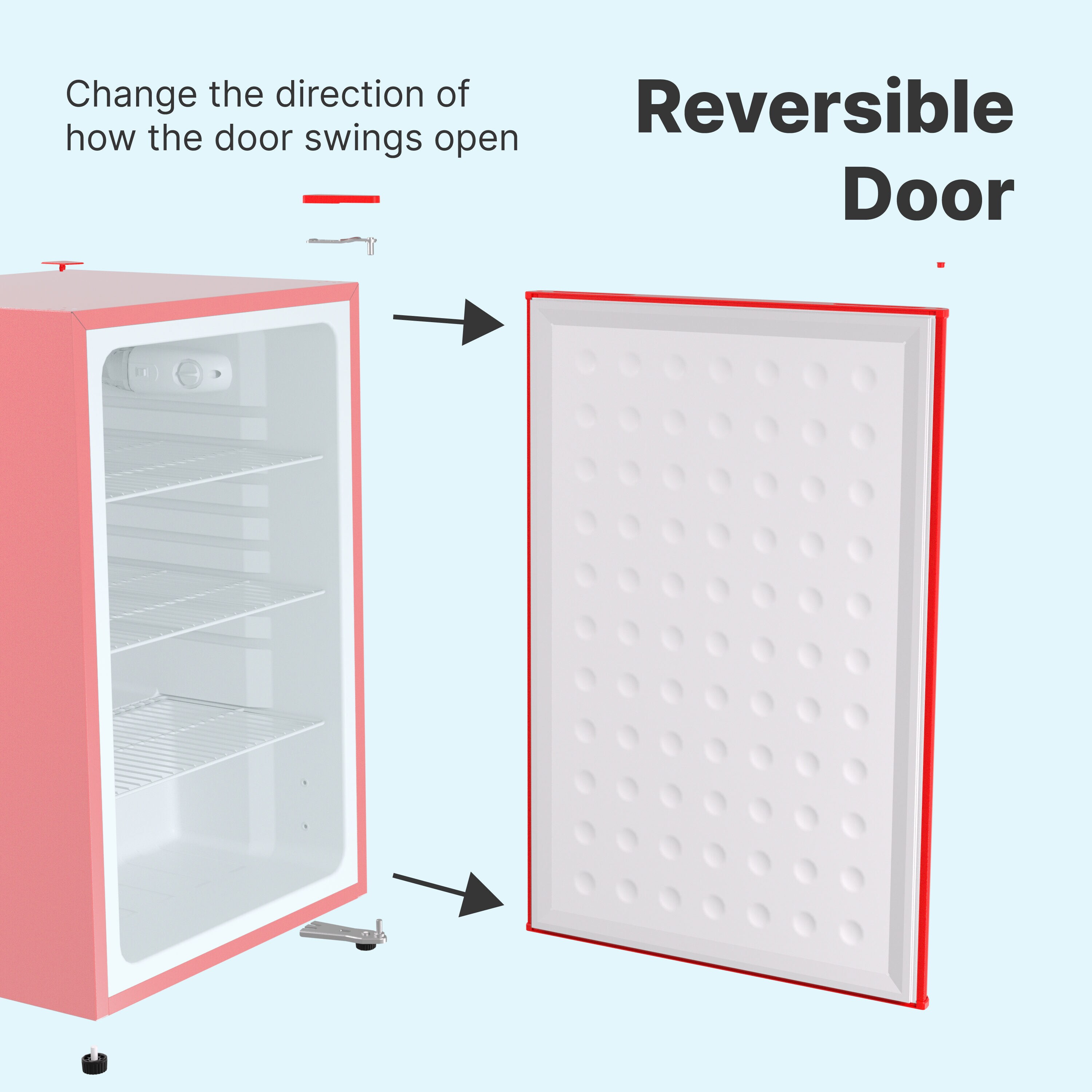 Refrigerador compacto de puerta sólida Undercounter de 122 litros SnowLion Premium (rojo) listo para garage