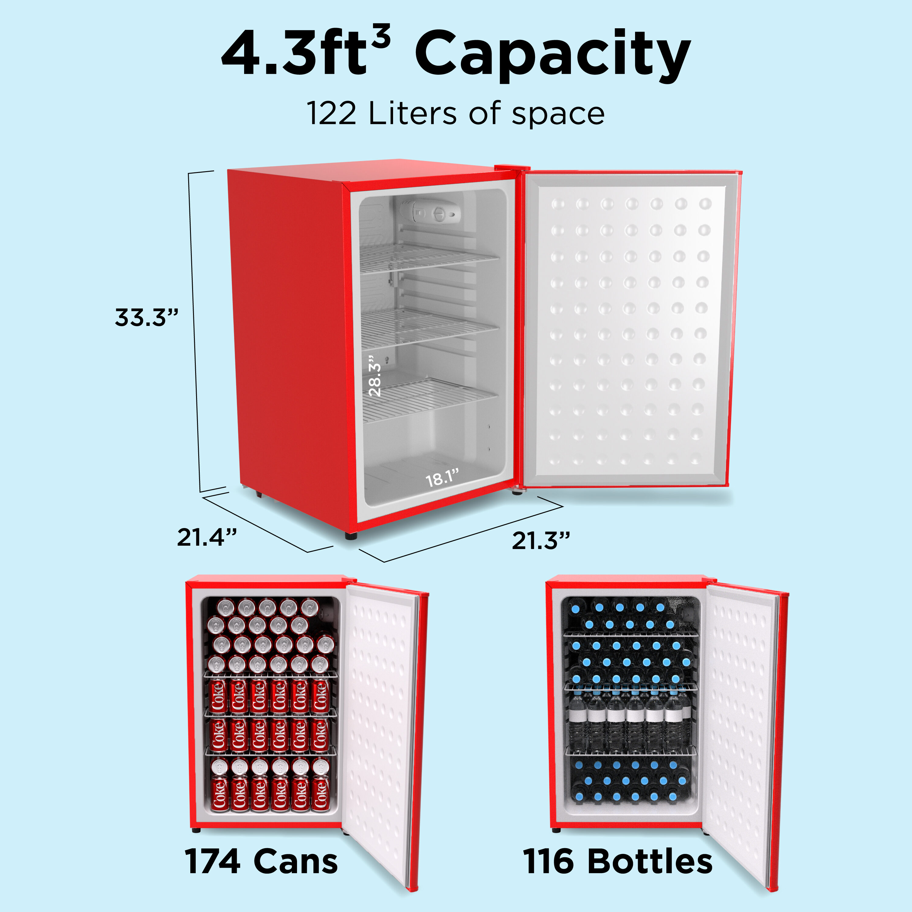 Refrigerador compacto de puerta sólida Undercounter de 122 litros SnowLion Premium (rojo) listo para garage