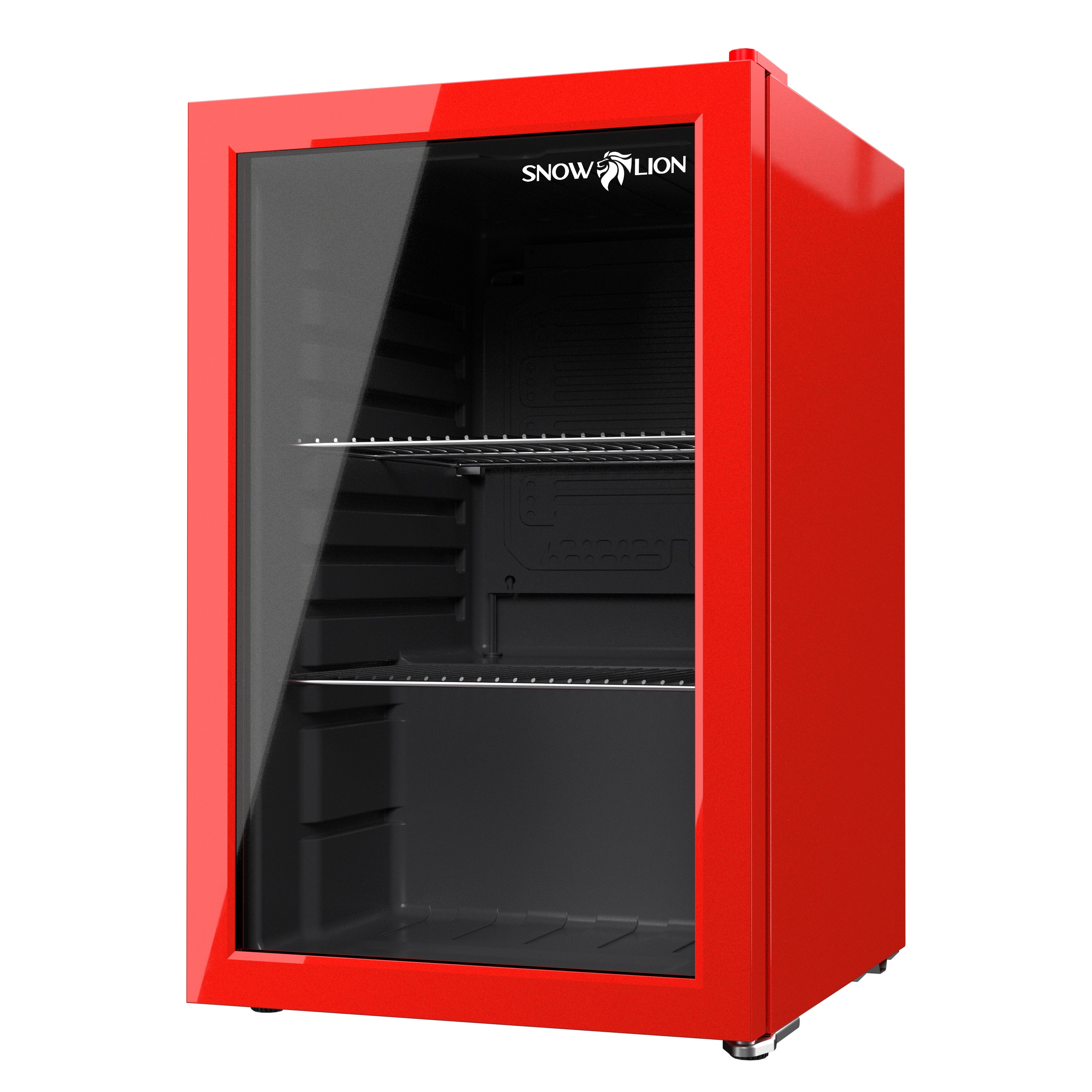 Refrigerador de Bebidas de Vidrio de 69 Litros SnowLion Premium 2.4 Pies Cúbicos ( Rojo ) Listo para el Garaje OSFG016-RL