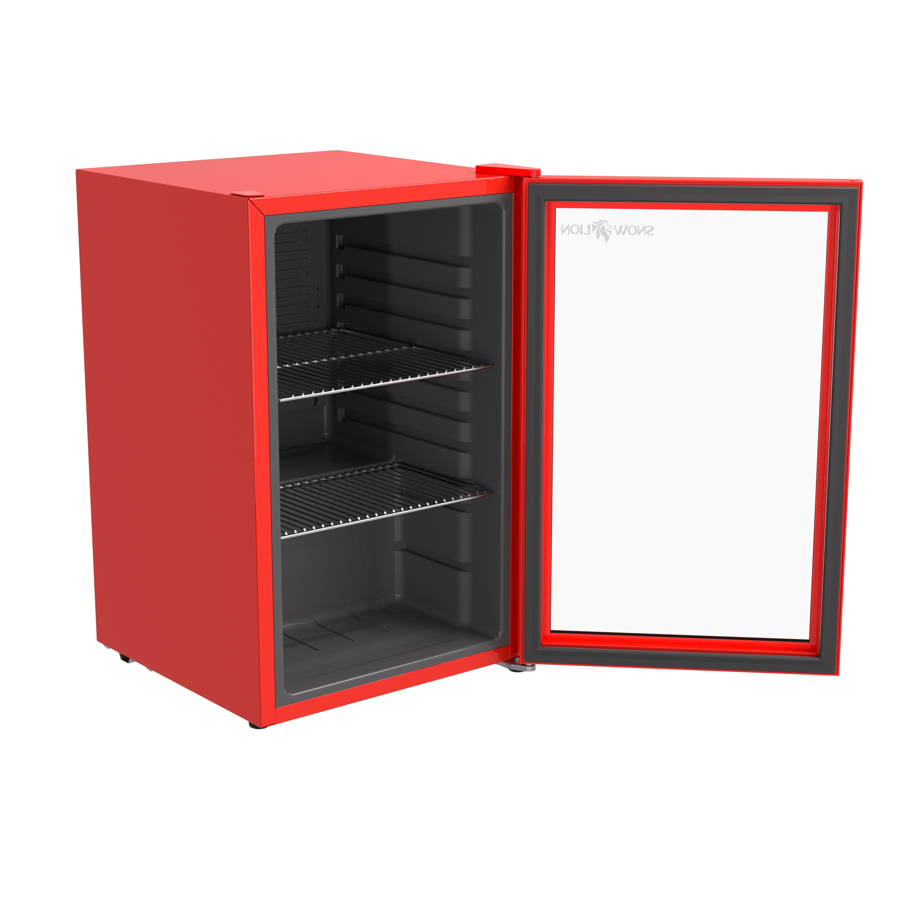 Refrigerador de Bebidas de Vidrio de 69 Litros SnowLion Premium 2.4 Pies Cúbicos ( Rojo ) Listo para el Garaje OSFG016-RL
