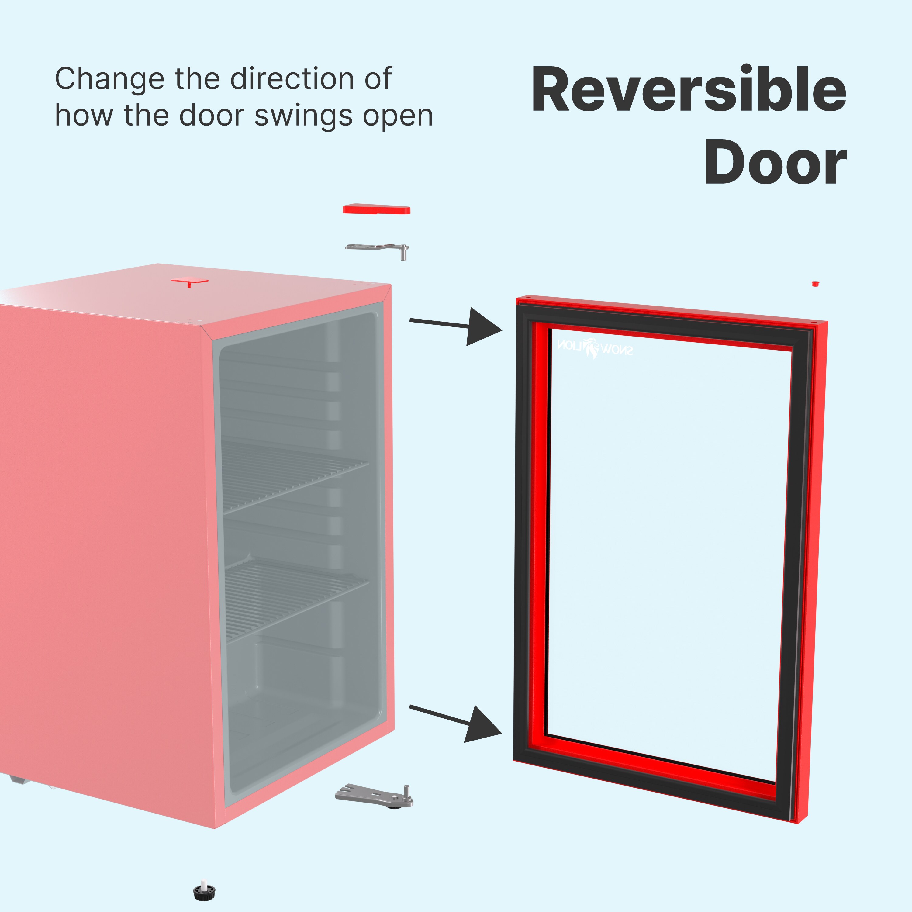 Refrigerador de Bebidas de Vidrio de 69 Litros SnowLion Premium 2.4 Pies Cúbicos ( Rojo ) Listo para el Garaje OSFG016-RL