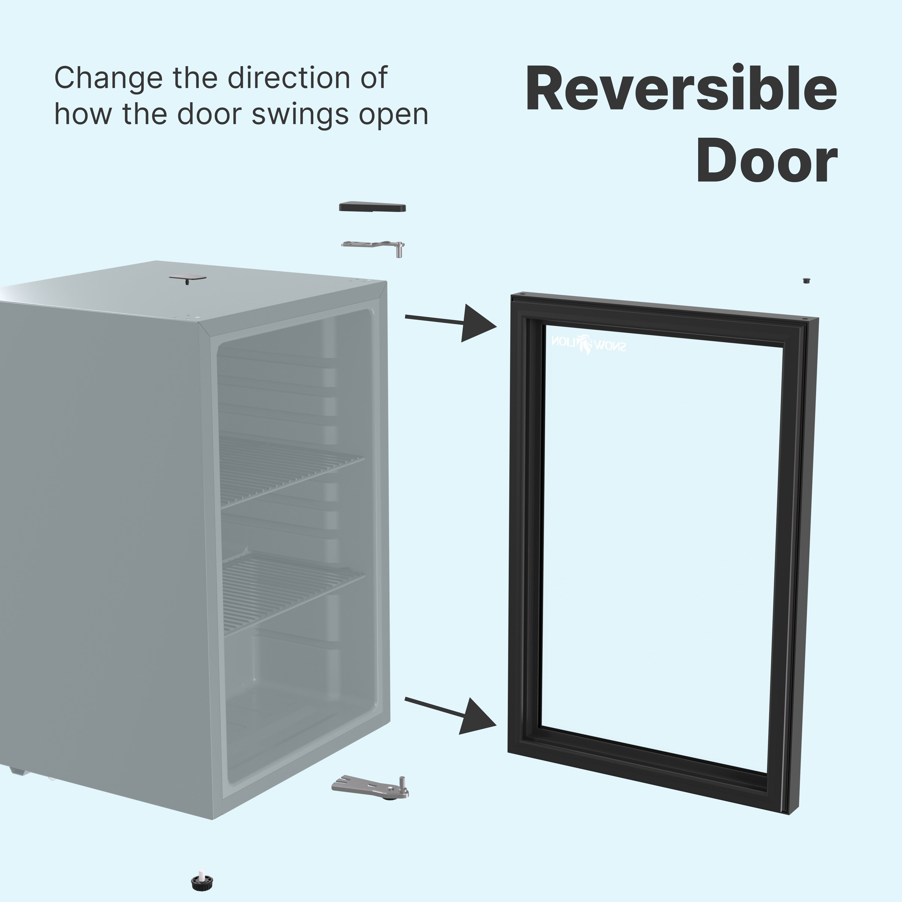 Refrigerador pequeño de 2.4 pies cúbicos con puerta de vidrio para bebidas Premium SnowLion de 69L (negro) listo para el garage OSFG017-BL
