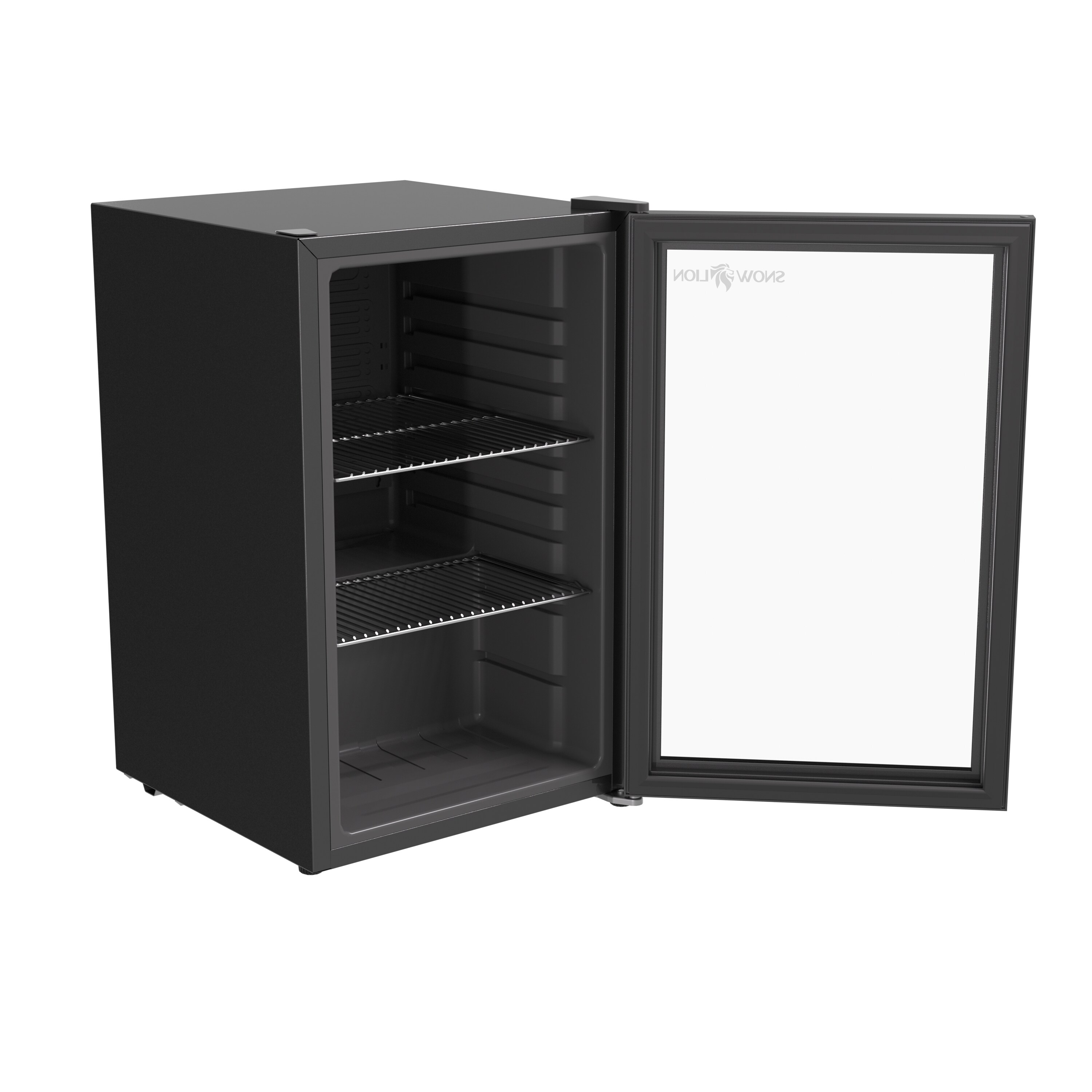 Refrigerador pequeño de 2.4 pies cúbicos con puerta de vidrio para bebidas Premium SnowLion de 69L (negro) listo para el garage OSFG017-BL