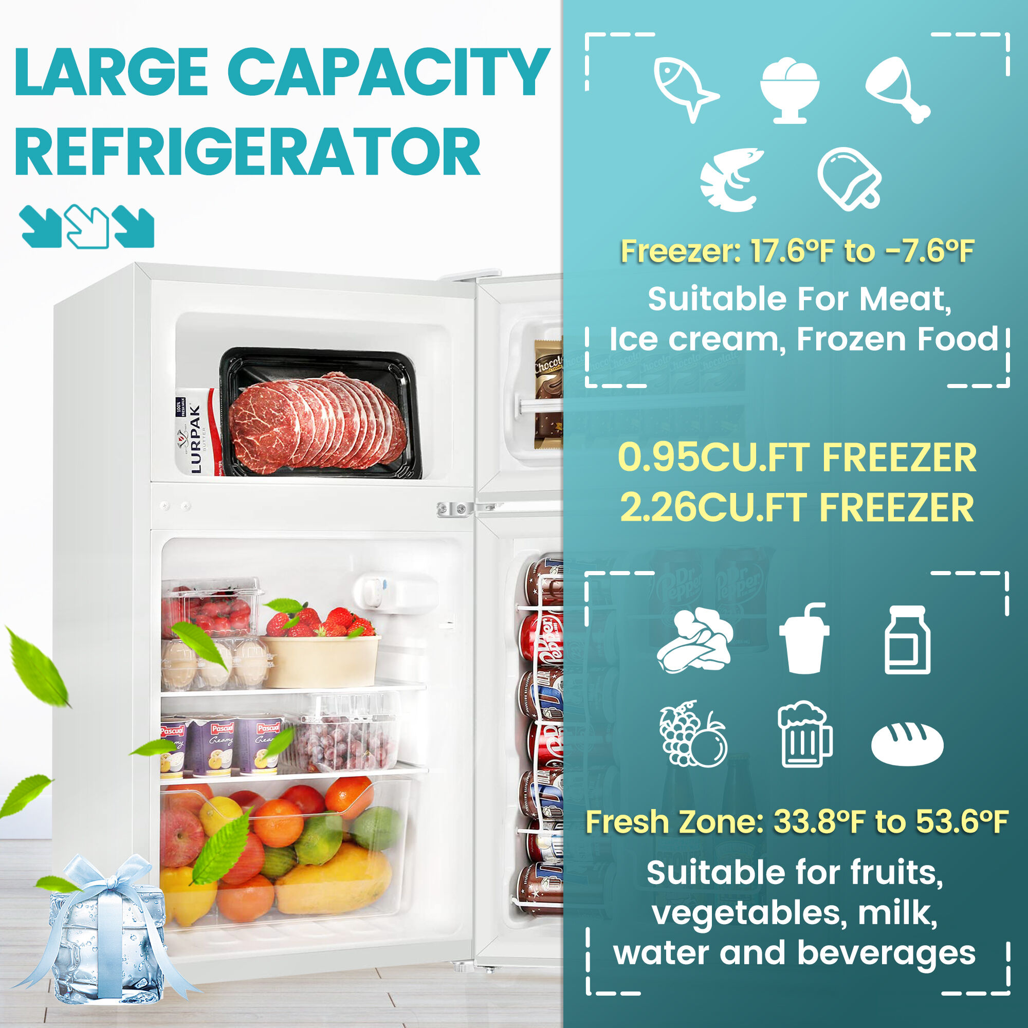 Refrigerador Mini de 3.2 pies cúbicos con Congelador (Blanco) ENERGY STAR