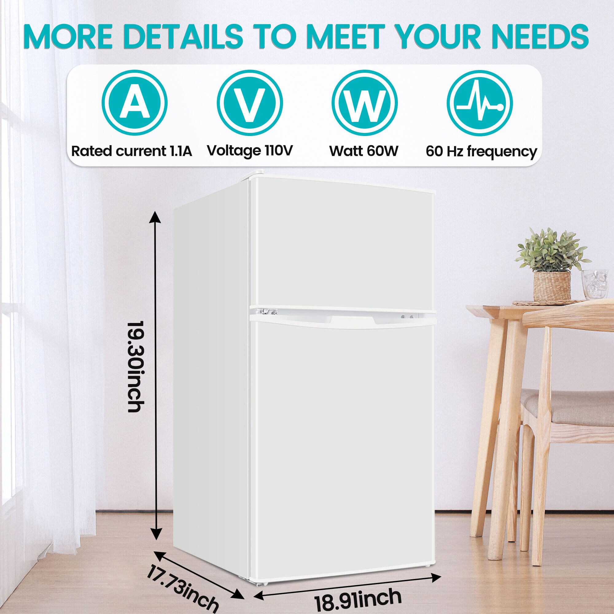 Refrigerador Mini de 3.2 pies cúbicos con Congelador (Blanco) ENERGY STAR