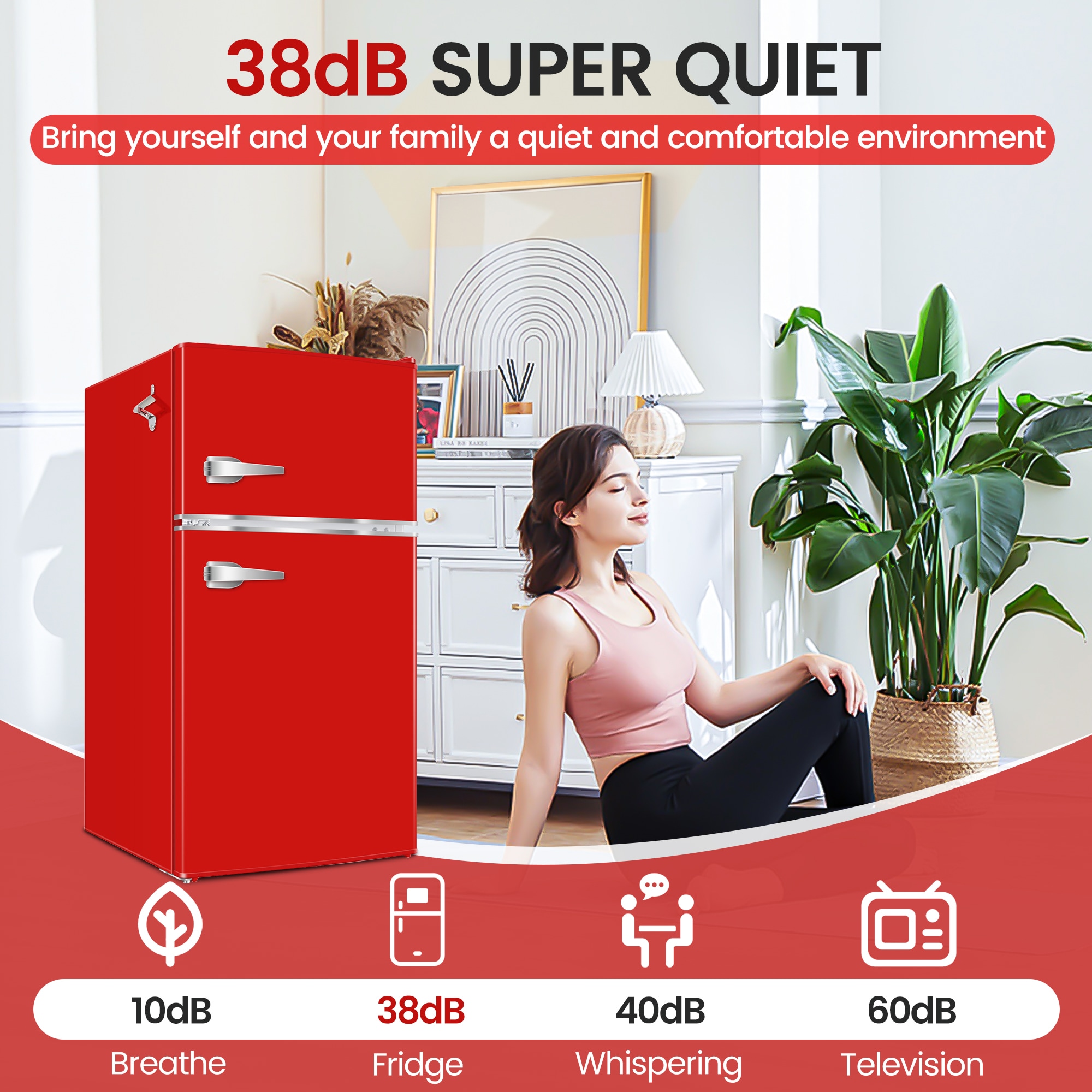Refrigerador Mini de 3.2 Pies Cúbicos con Congelador (Rojo) ENERGY STAR
