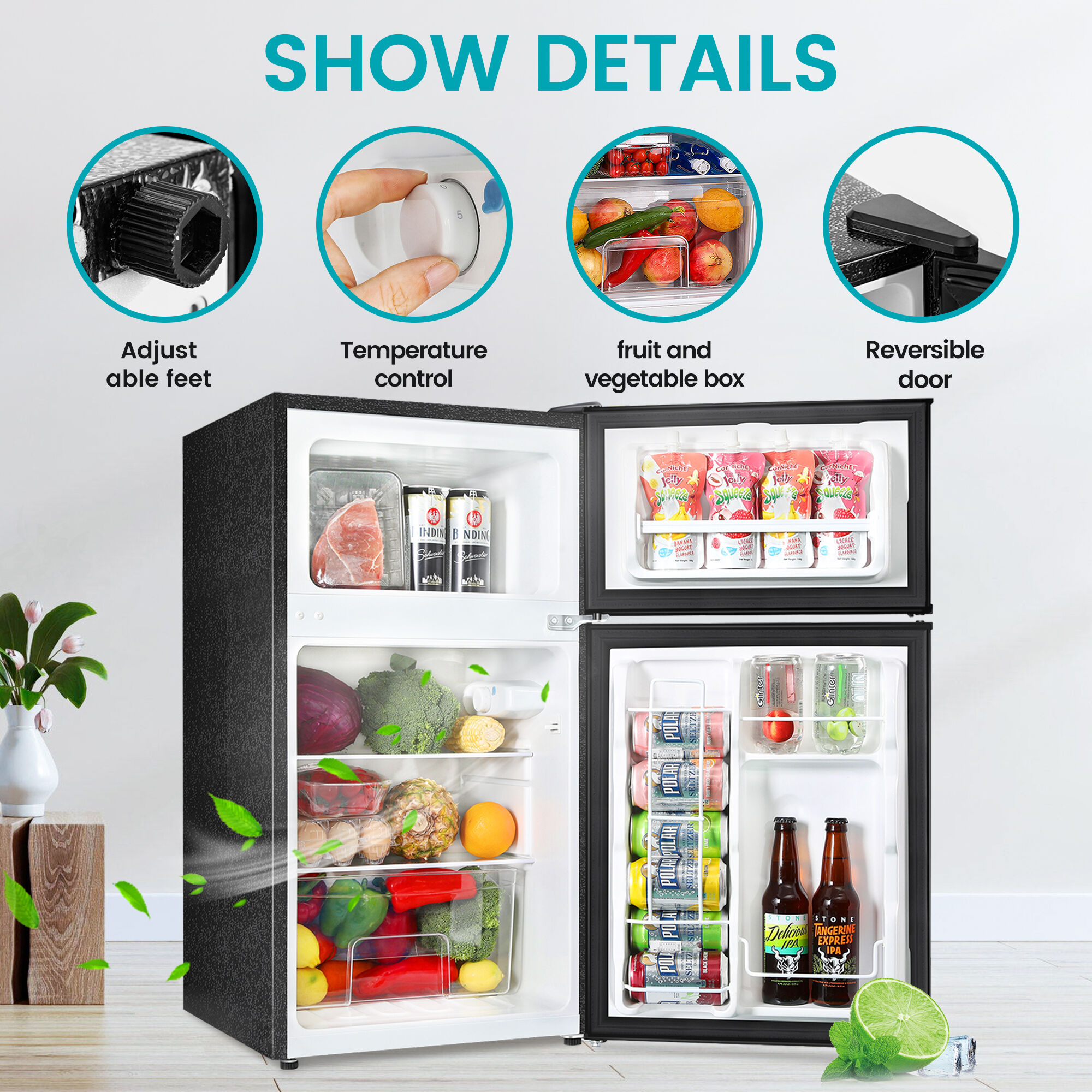Refrigerador mini de 3.2 pies cúbicos con congelador (Negro) con Certificación ENERGY STAR de Jeremy Cass