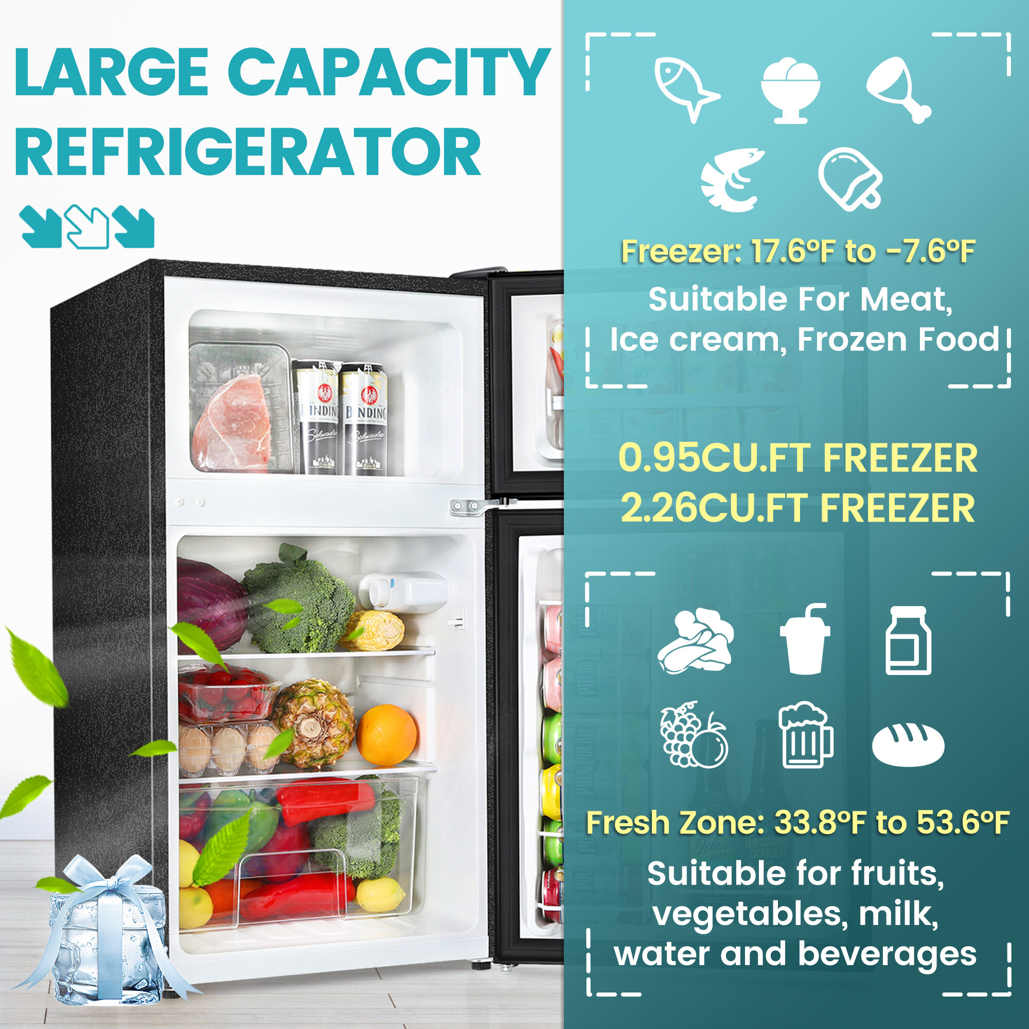 Refrigerador mini de 3.2 pies cúbicos con congelador (Negro) con Certificación ENERGY STAR de Jeremy Cass