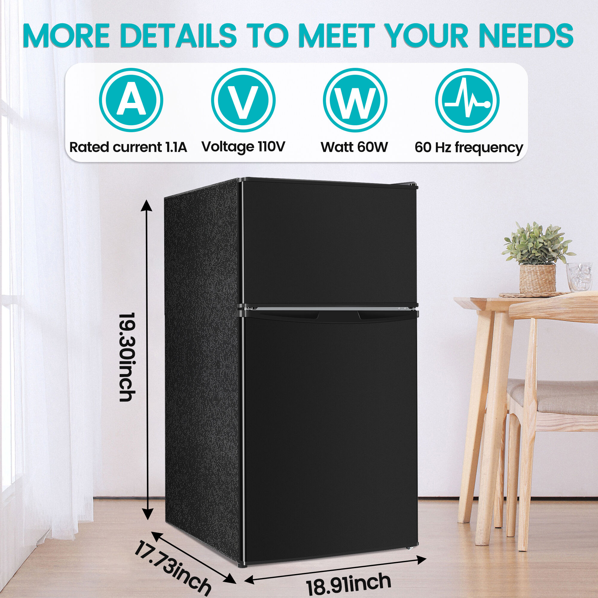 Refrigerador mini de 3.2 pies cúbicos con congelador (Negro) con Certificación ENERGY STAR de Jeremy Cass