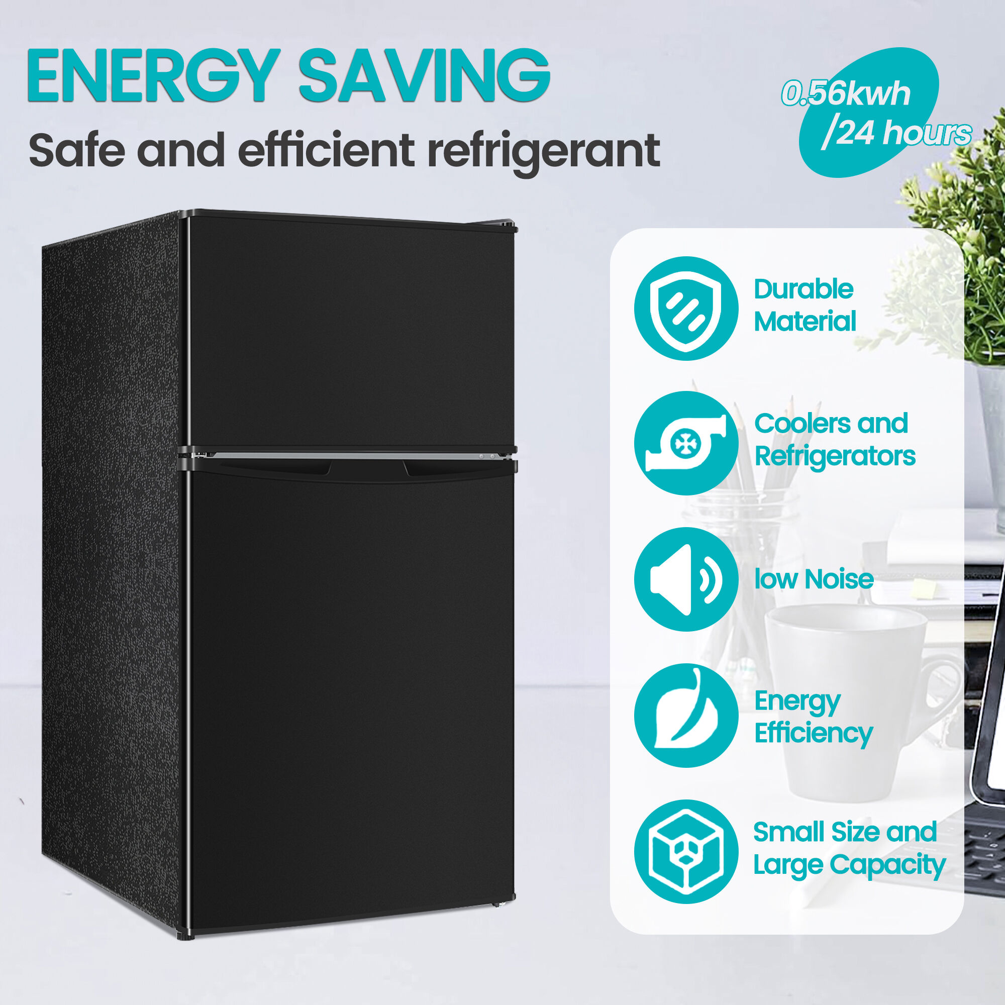 Refrigerador mini de 3.2 pies cúbicos con congelador (Negro) con Certificación ENERGY STAR de Jeremy Cass