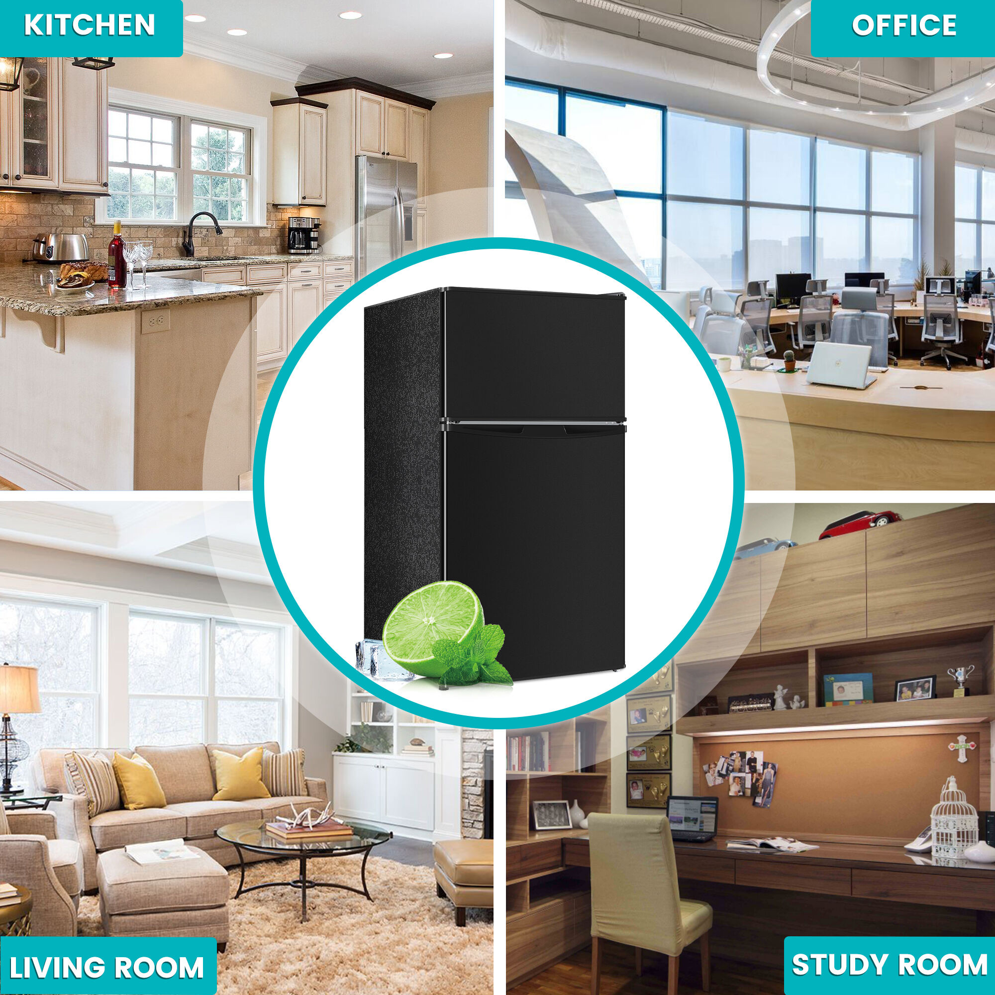 Refrigerador mini de 3.2 pies cúbicos con congelador (Negro) con Certificación ENERGY STAR de Jeremy Cass