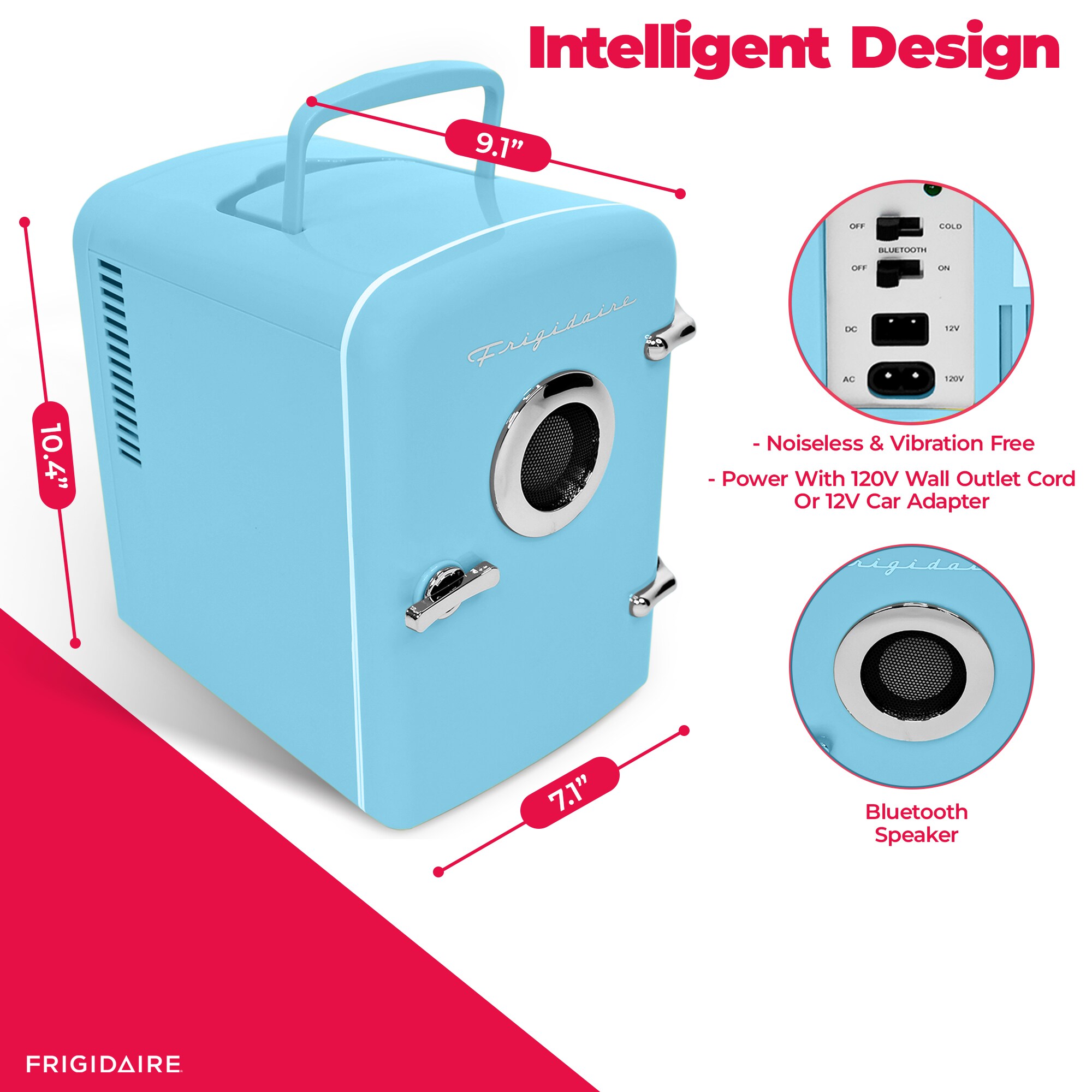 Refrigerador Mini de 0.3 pies cúbicos con Altavoz Bluetooth Incorporado (Azul) Listo para el Garaje EFMIS151-AZUL