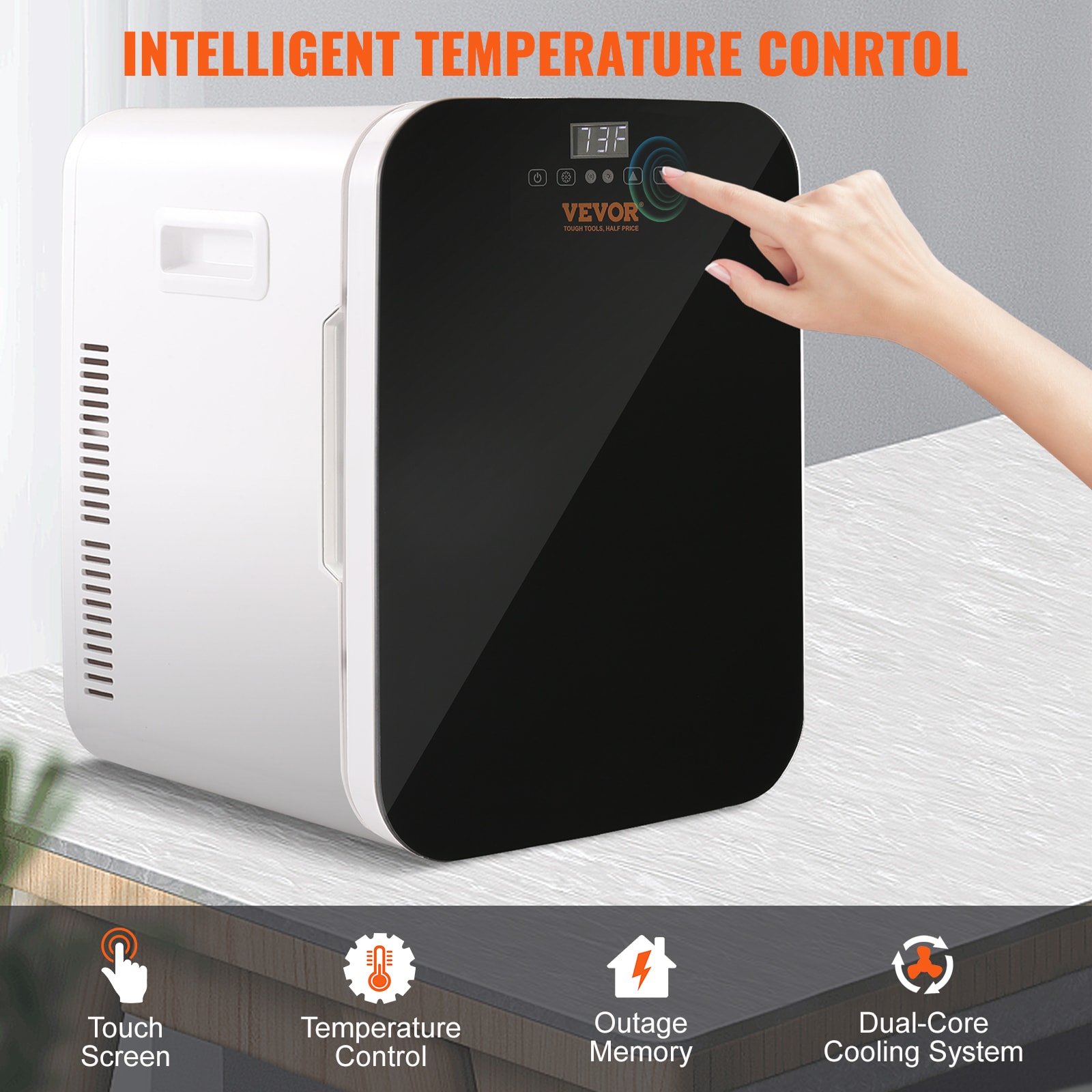 Refrigerador Mini Digital de 20 L y 12 V con congelador de 0.706 pies cúbicos (recubrimiento de aluminio negro) listo para el garaje