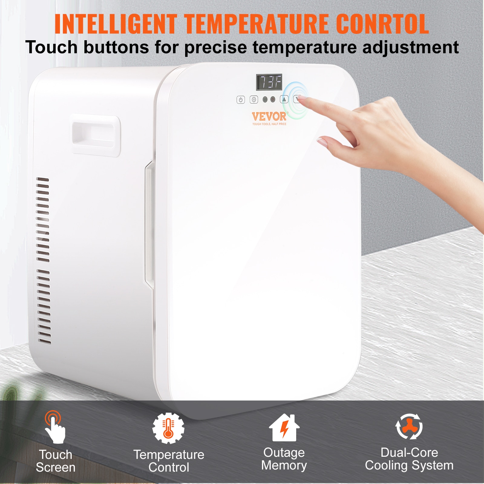 Refrigerador Mini Digital de 20 L y 12 V con Congelador 0.706 Pies Cúbicos (Forrado en Aluminio Blanco) Listo para Garaje