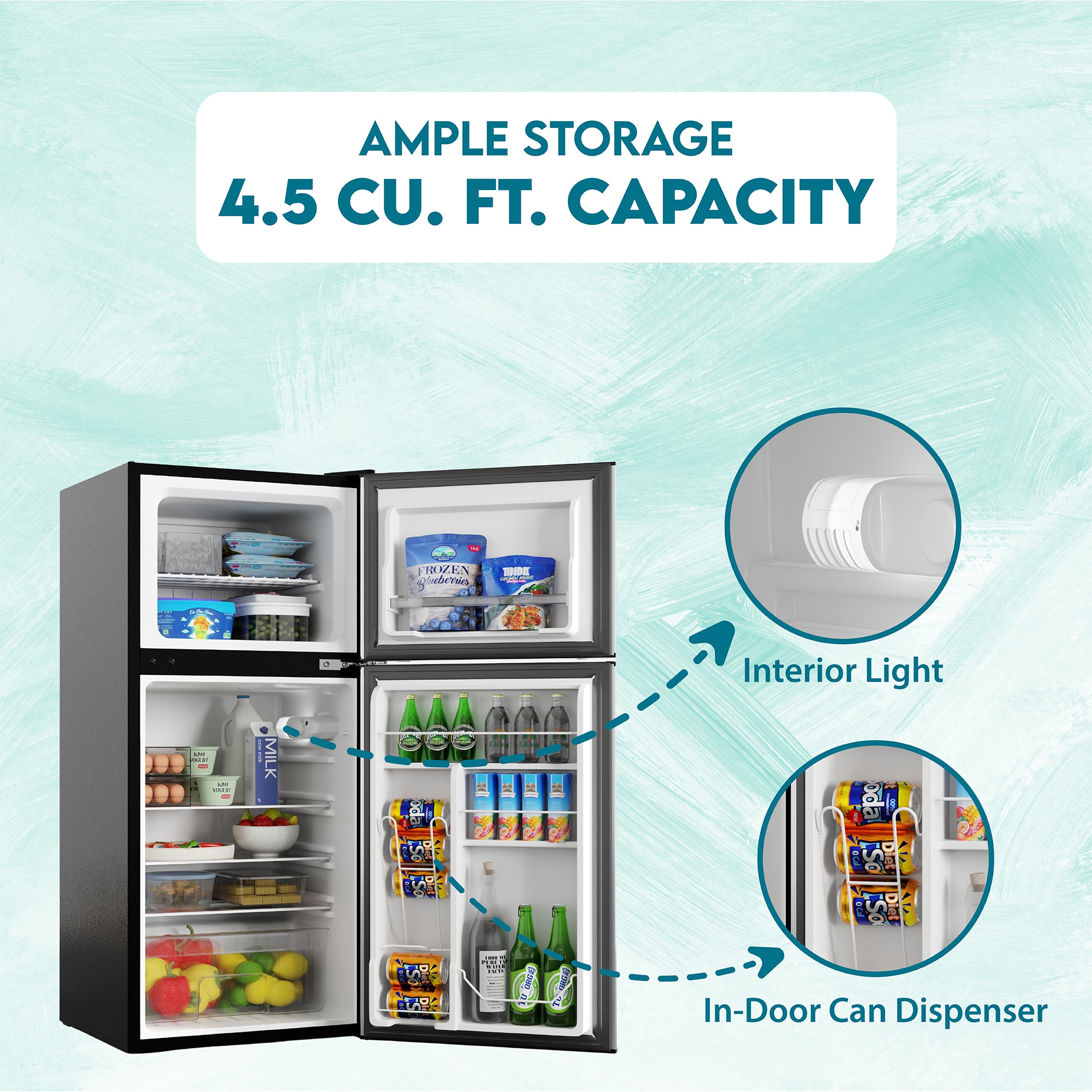 Refrigerador Mini de 4.5 Pies Cúbicos con Congelador (Negro) CRMF 4502 NEGRO