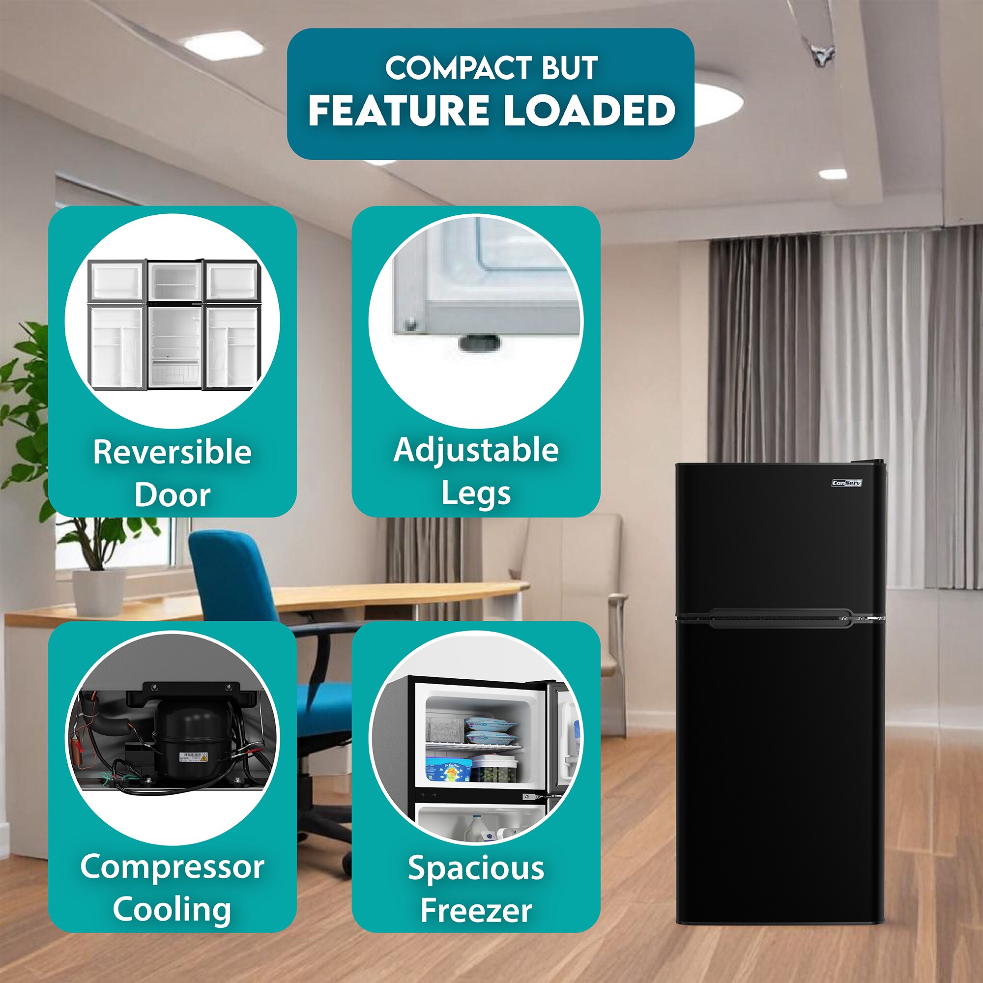 Refrigerador Mini de 4.5 Pies Cúbicos con Congelador (Negro) CRMF 4502 NEGRO